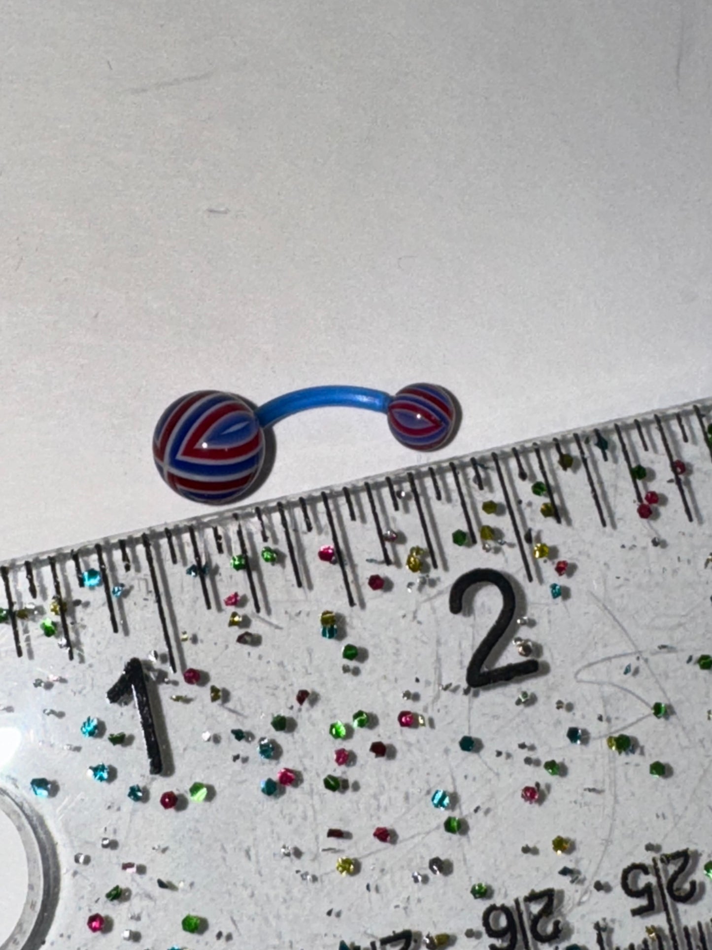 14 Gauge Red, White, and Blue Flag Design Belly Ring