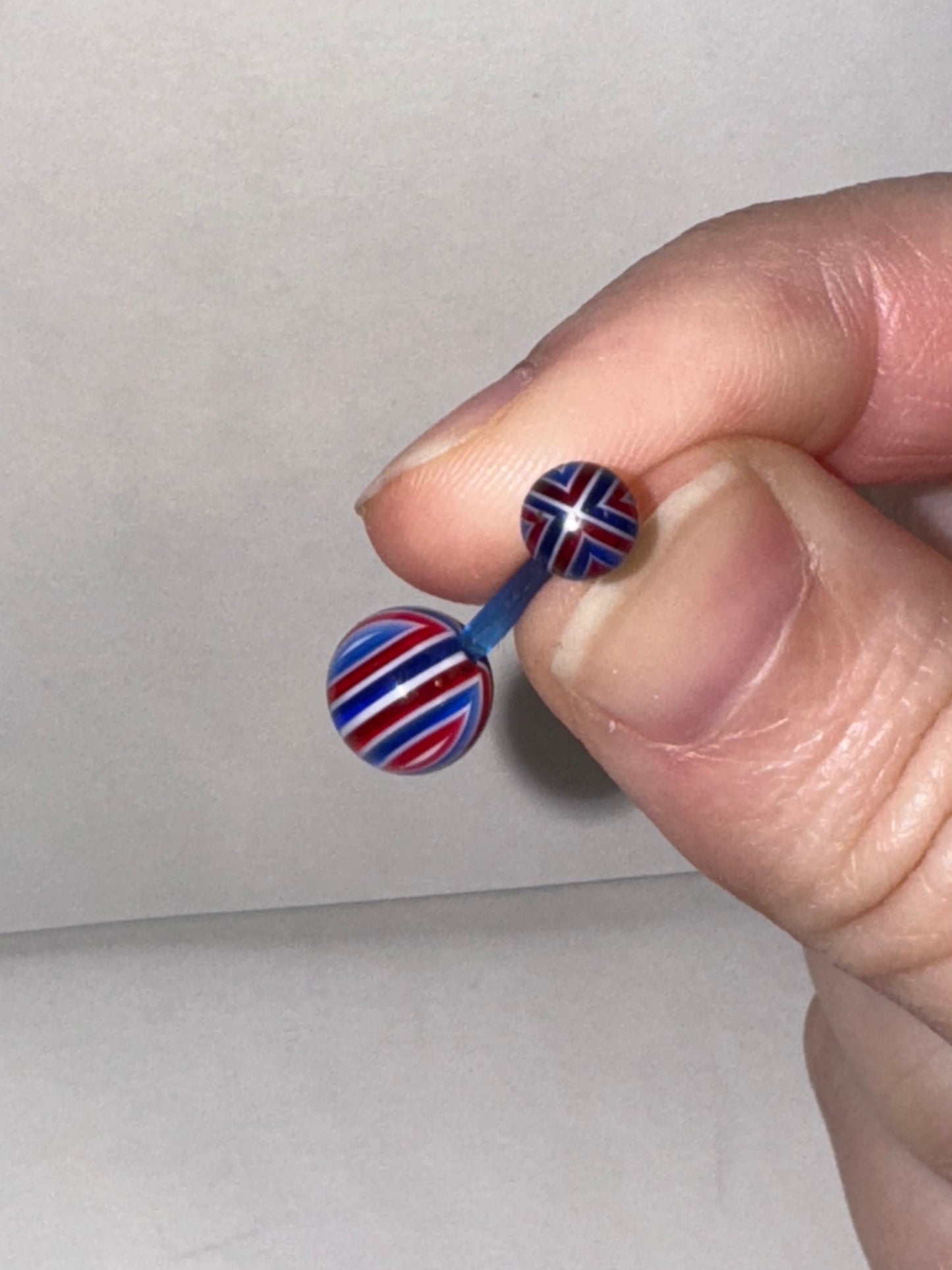 14 Gauge Red, White, and Blue Flag Design Belly Ring