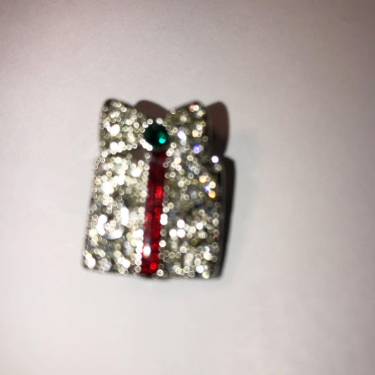 Rhinestone Christmas Gift Pin