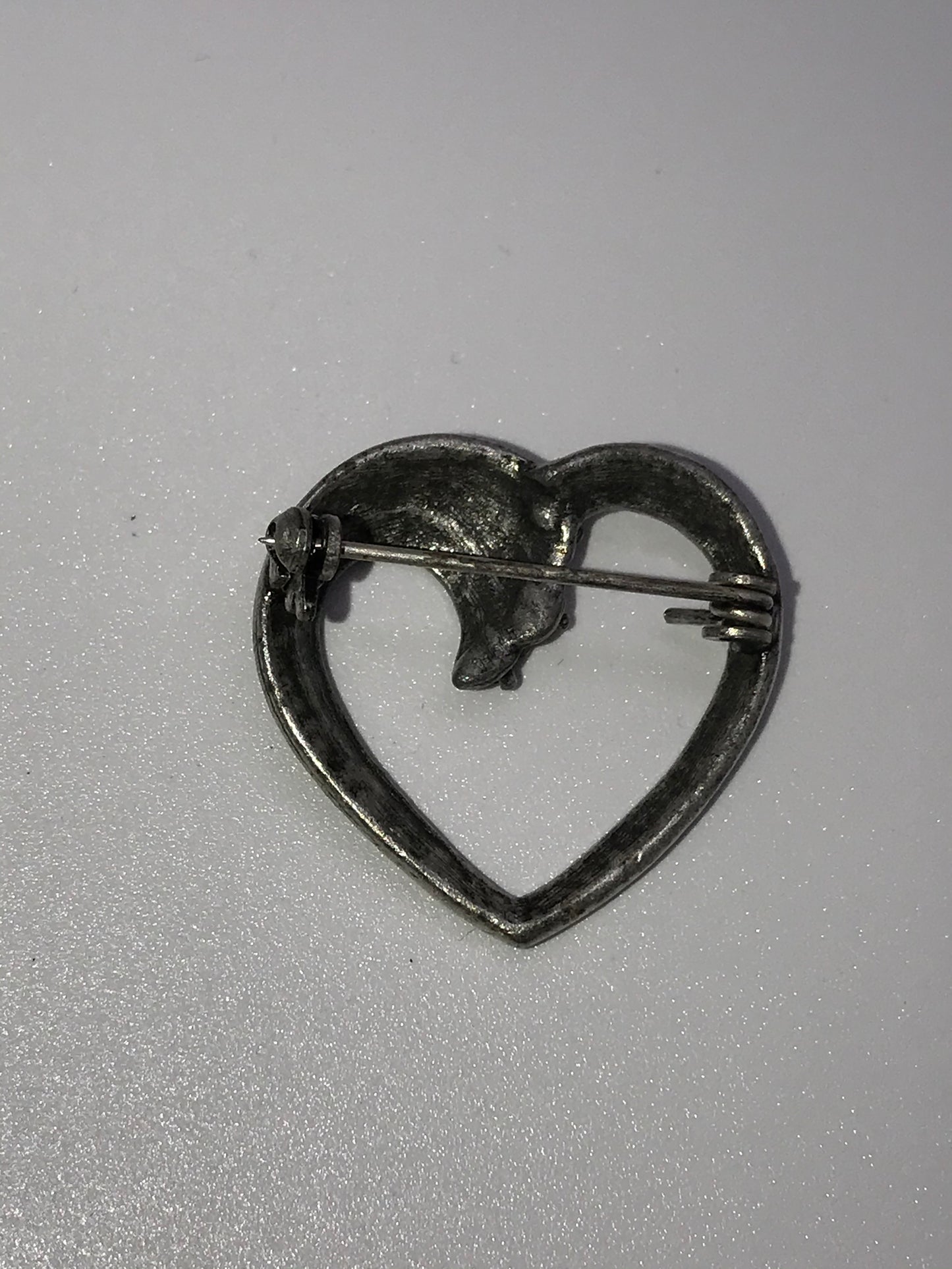 Pewter Rhinestone Heart Pin
