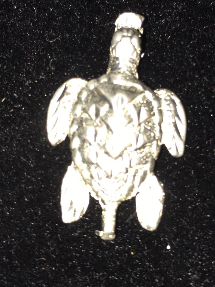 Unfinished Sea Turtle Pendant in Sterling Silver