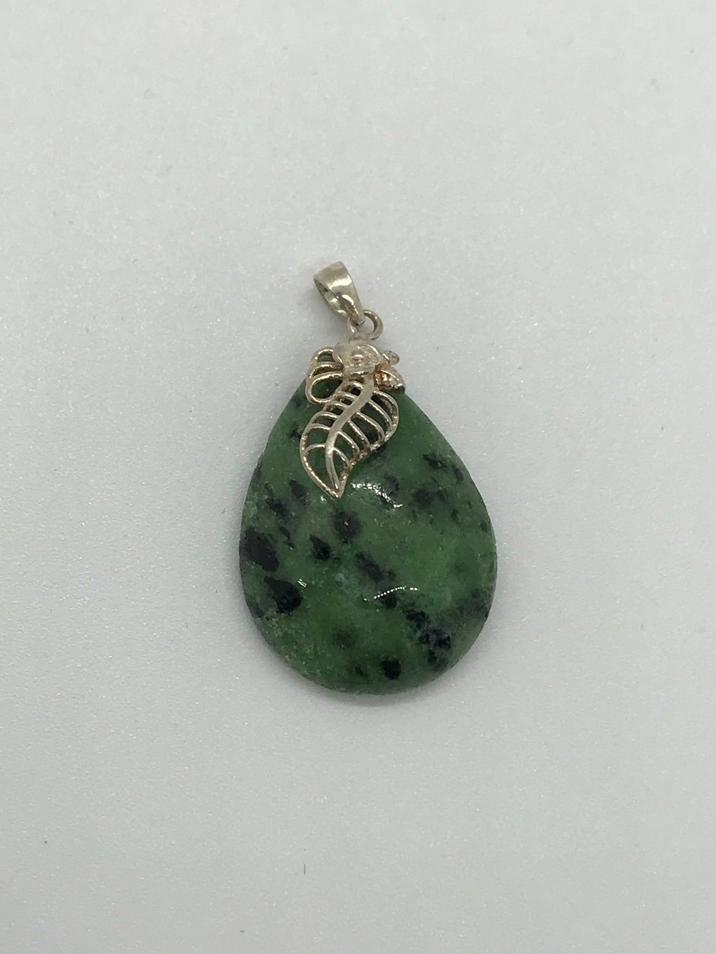 Ruby in Zoisite Pendant with Leaf Bail