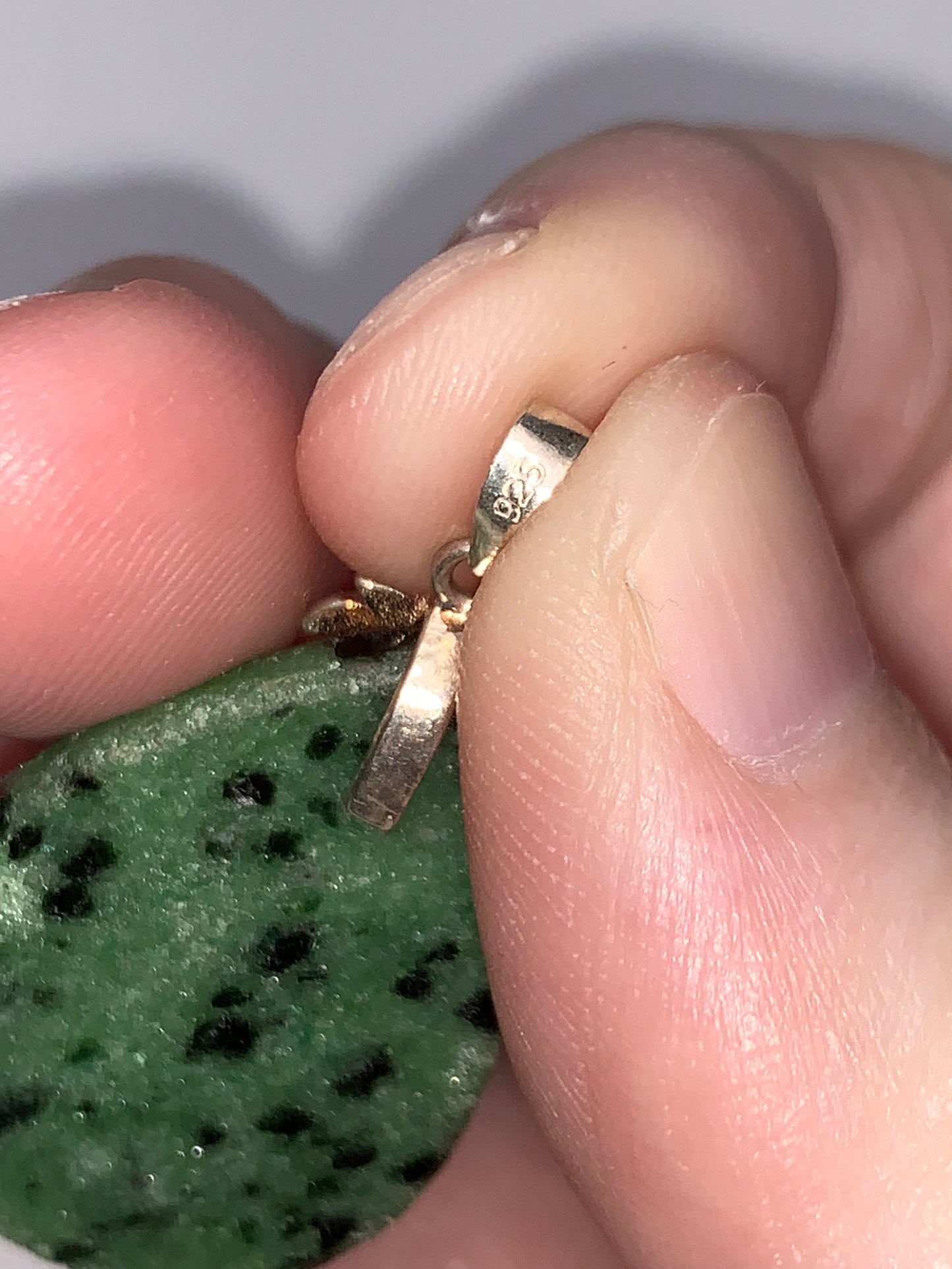 Ruby in Zoisite Pendant with Leaf Bail