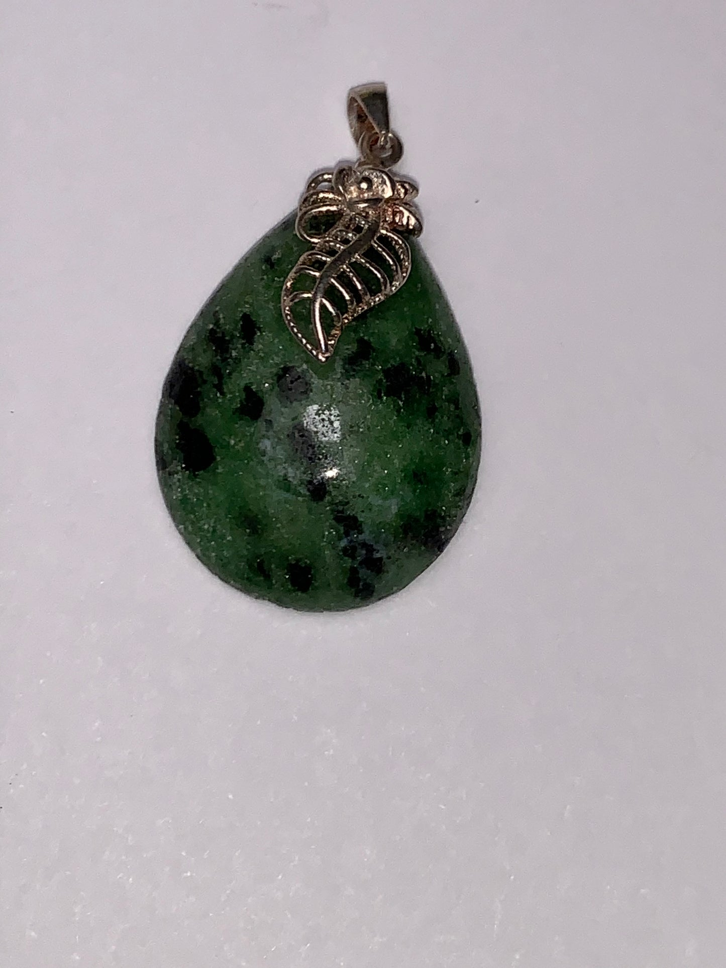 Ruby in Zoisite Pendant with Leaf Bail