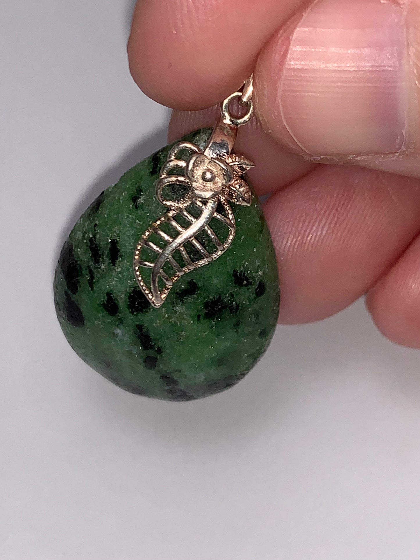 Ruby in Zoisite Pendant with Leaf Bail