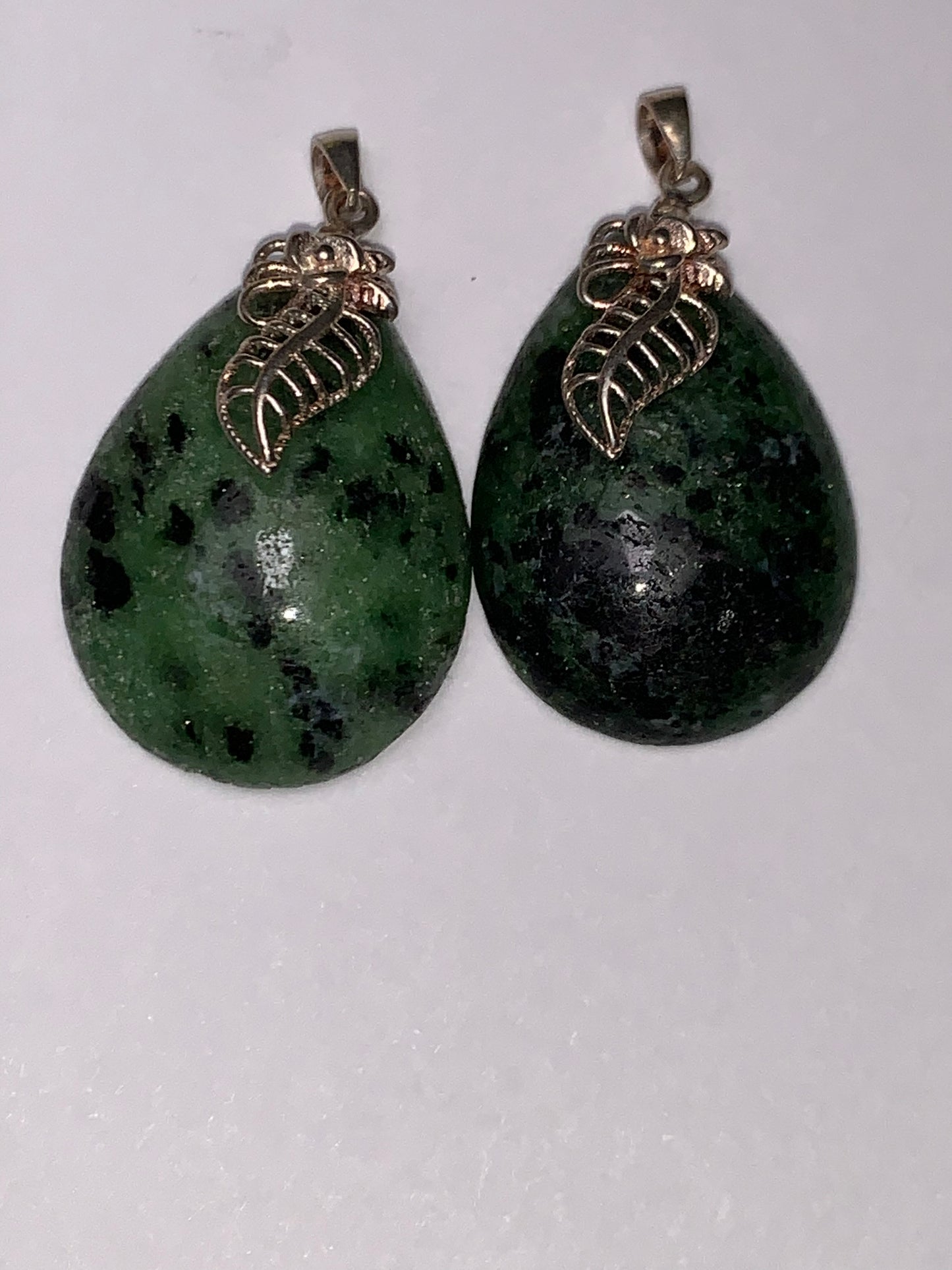 Ruby in Zoisite Pendant with Leaf Bail