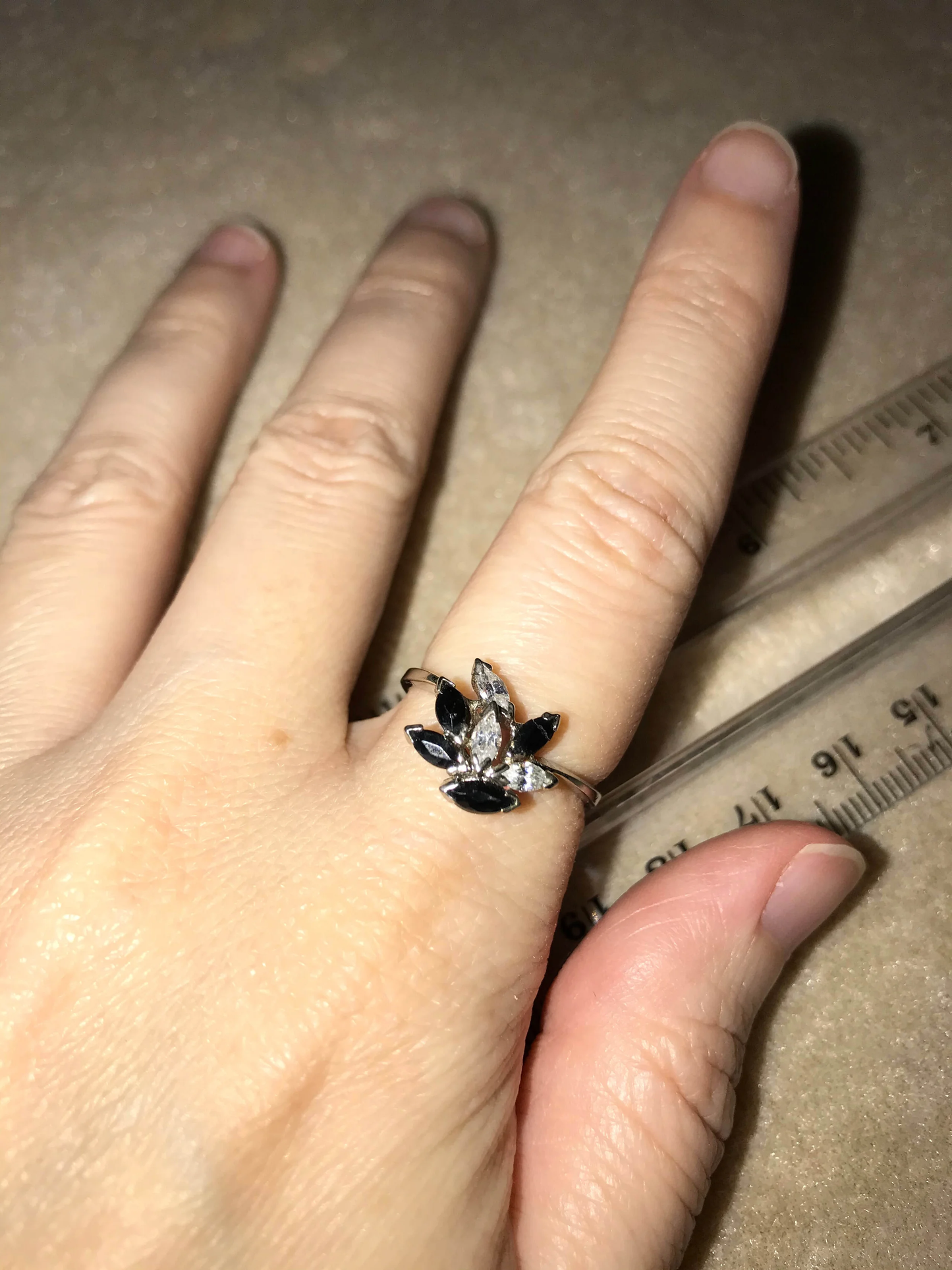 Sterling Silver And Sapphire Ring Size 7