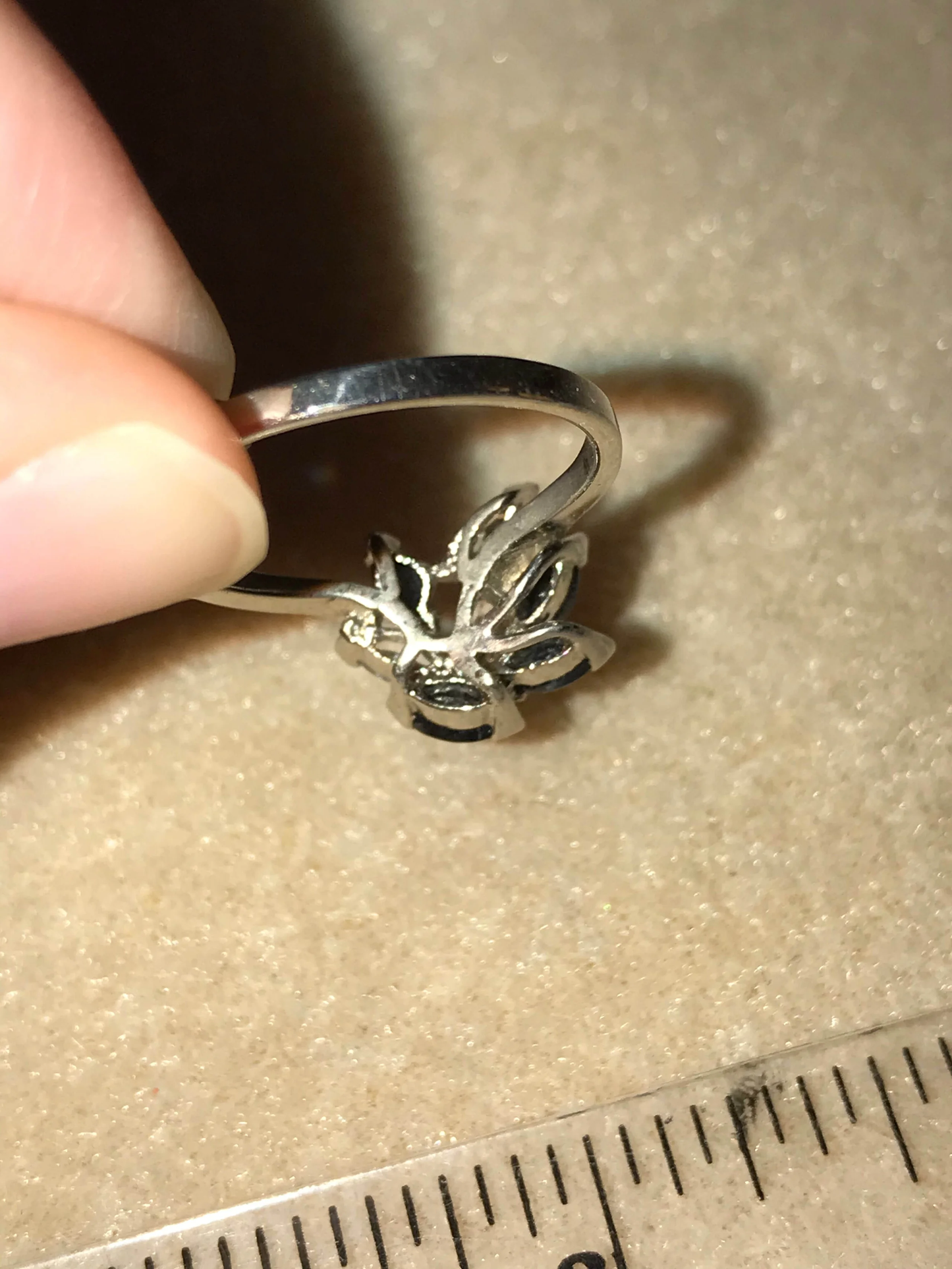 Sterling Silver And Sapphire Ring Size 7