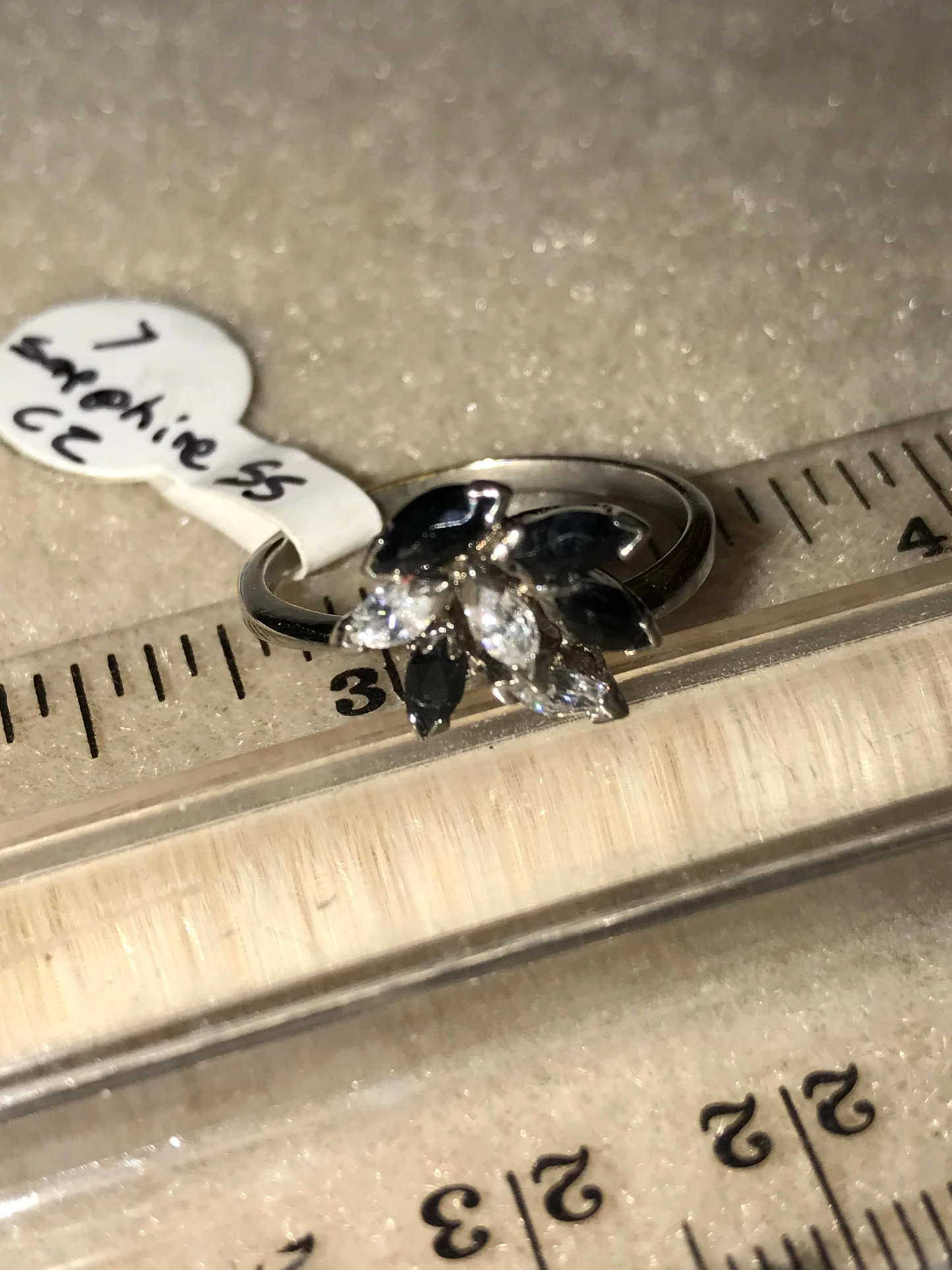 Sterling Silver And Sapphire Ring Size 7