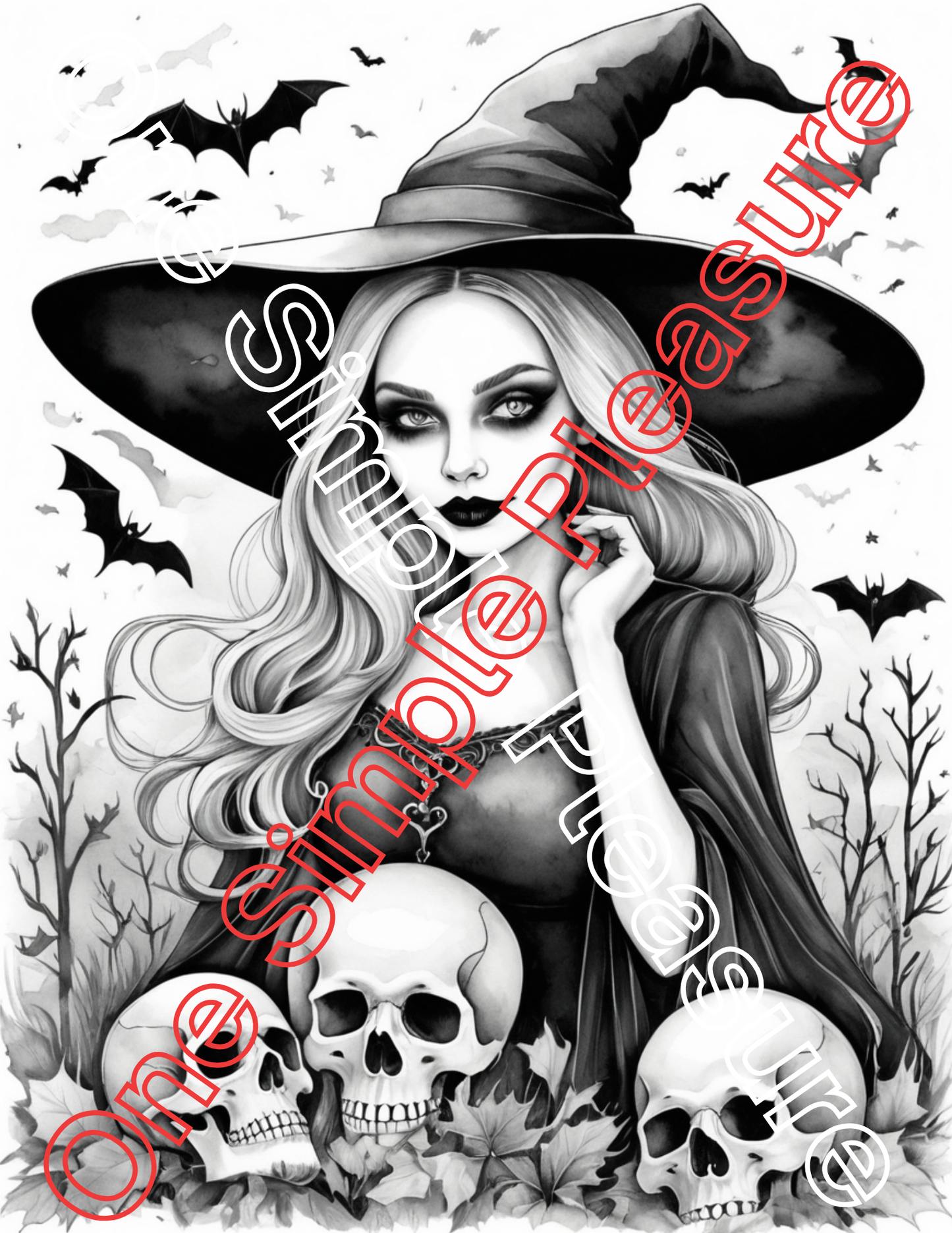 Witch and Halloween Coloring Pages, 33 pages
