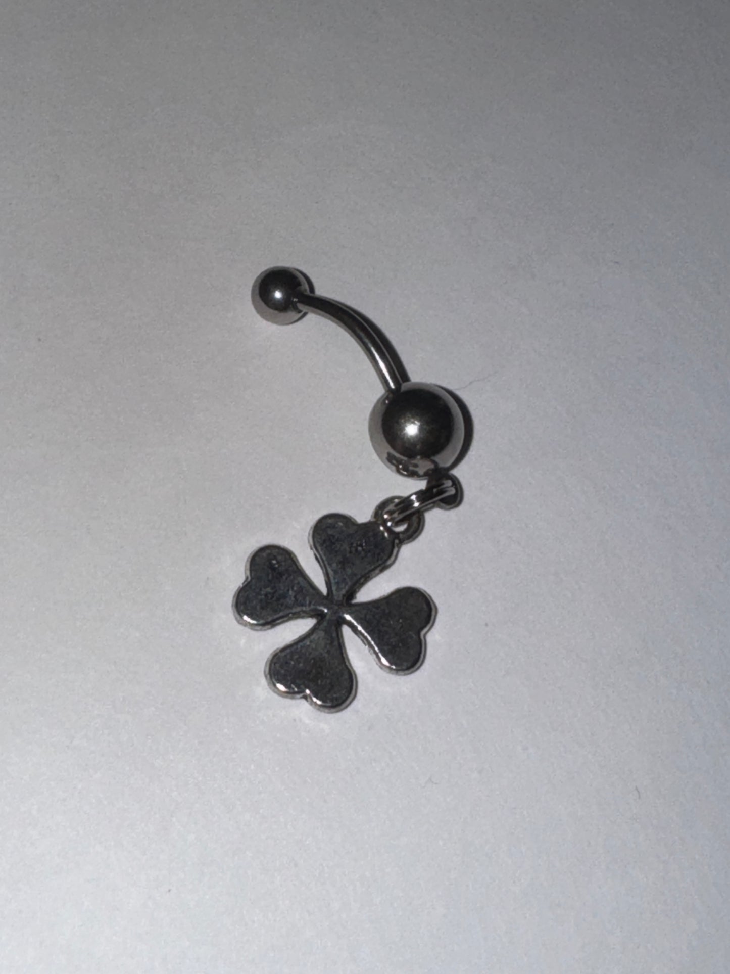 Green Gem Shamrock Dangle Belly Ring