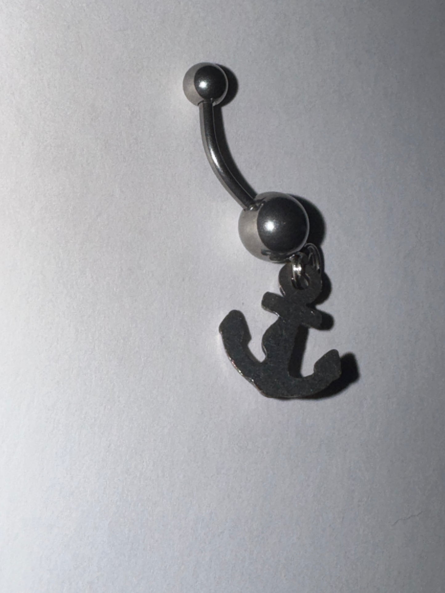 Small Anchor with Light Blue Gem Dangle Belly Ring