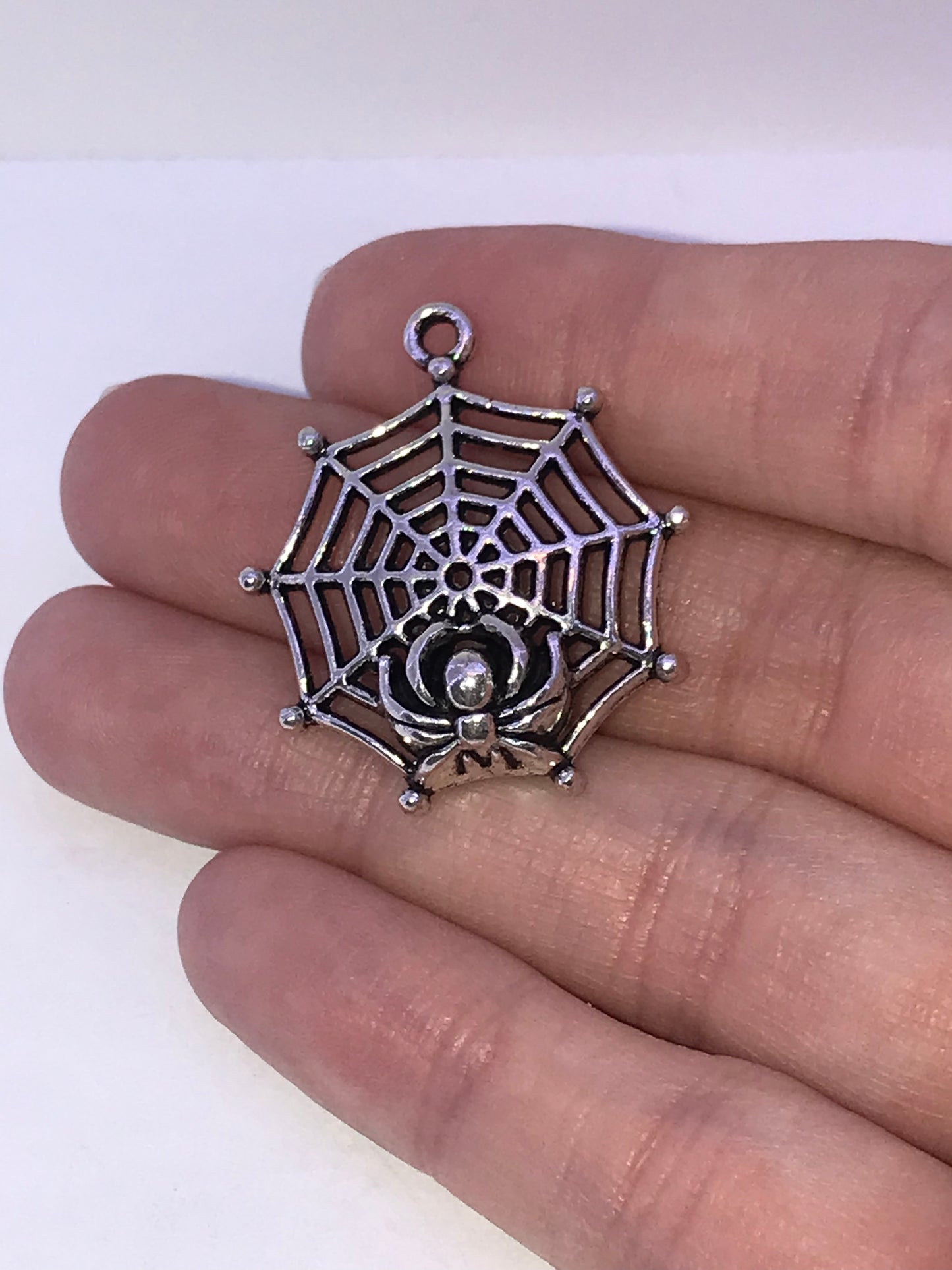 Silver Plated Pewter Spiderweb Pendant