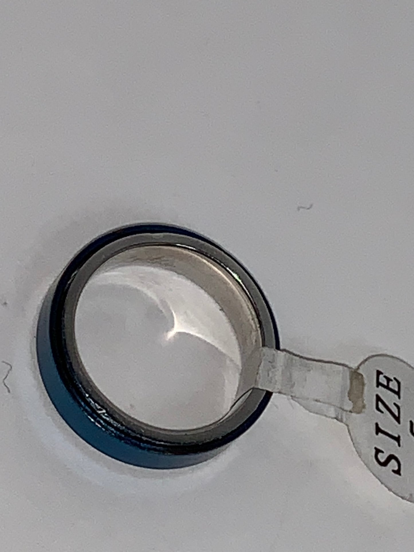 Blue an Silver Steel Spinner Ring, Size 5