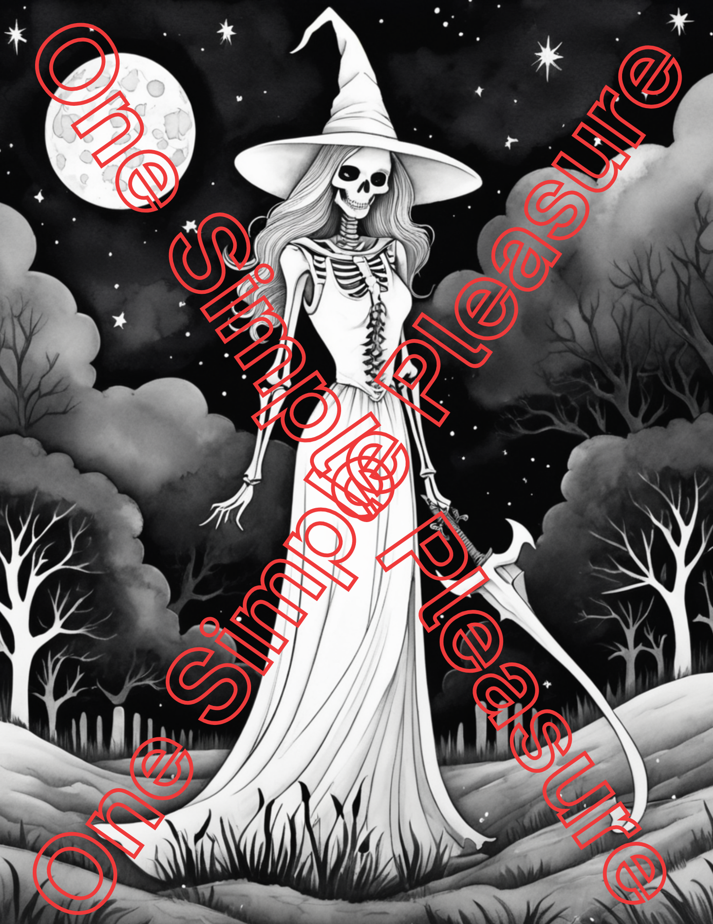 Witch and Halloween Coloring Pages, 33 pages