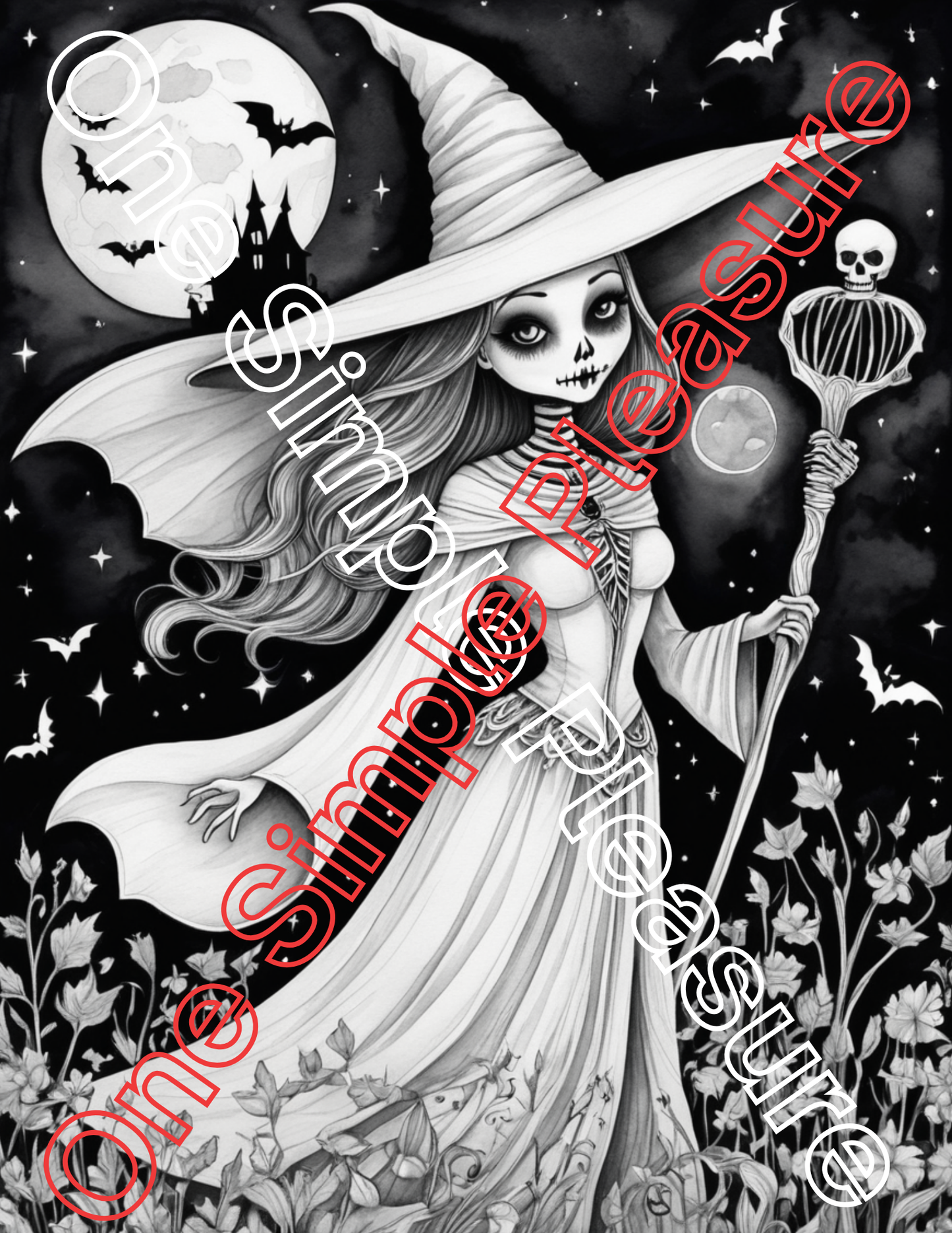 Witch and Halloween Coloring Pages, 33 pages