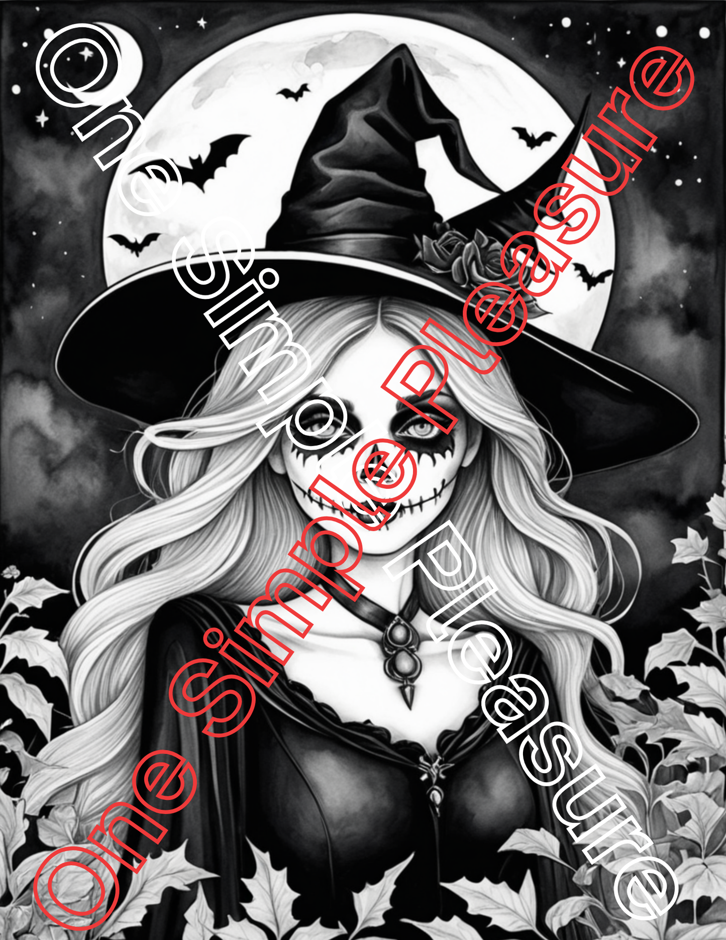 Witch and Halloween Coloring Pages, 33 pages