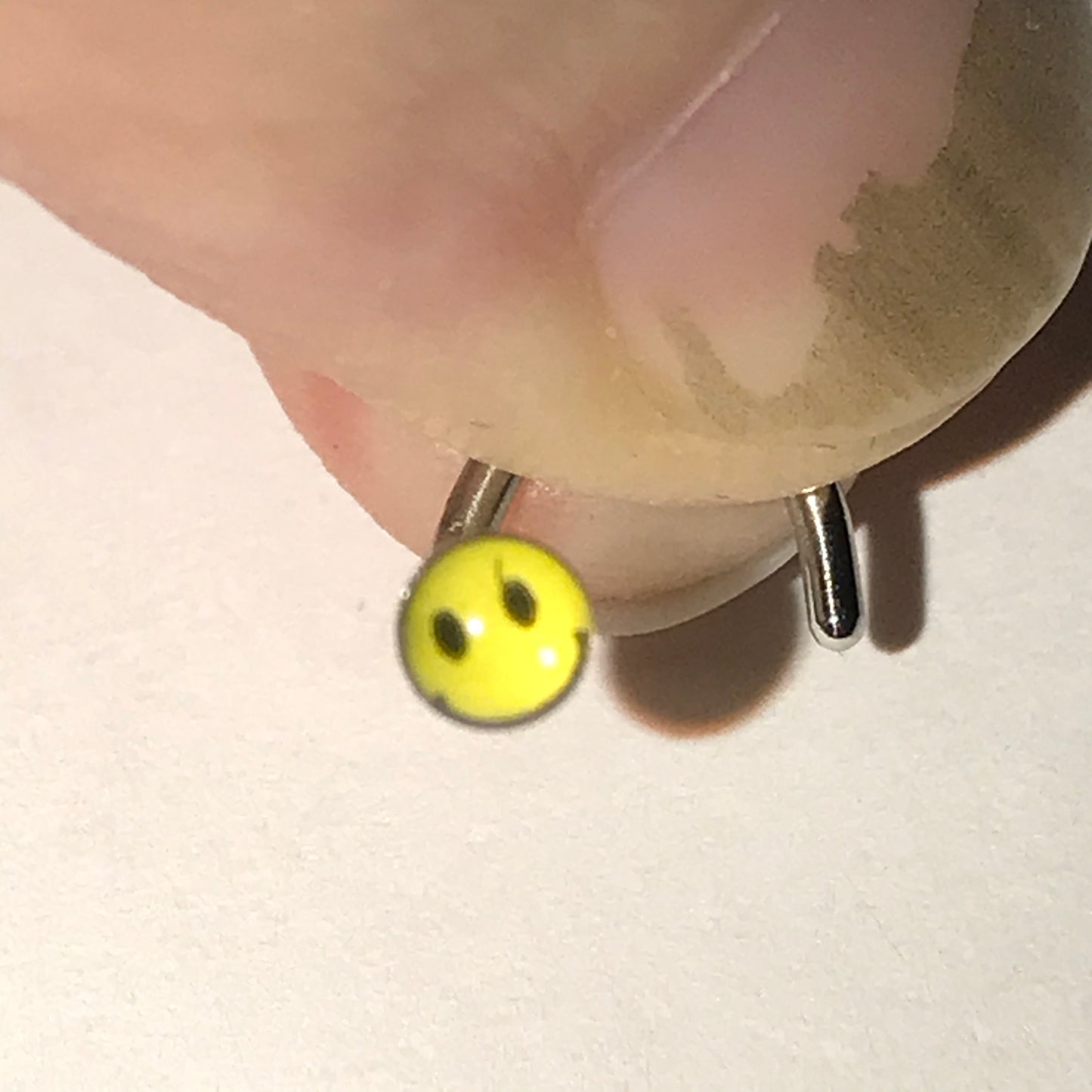 Smiley Face 18 Gauge C-shaped Nose Ring