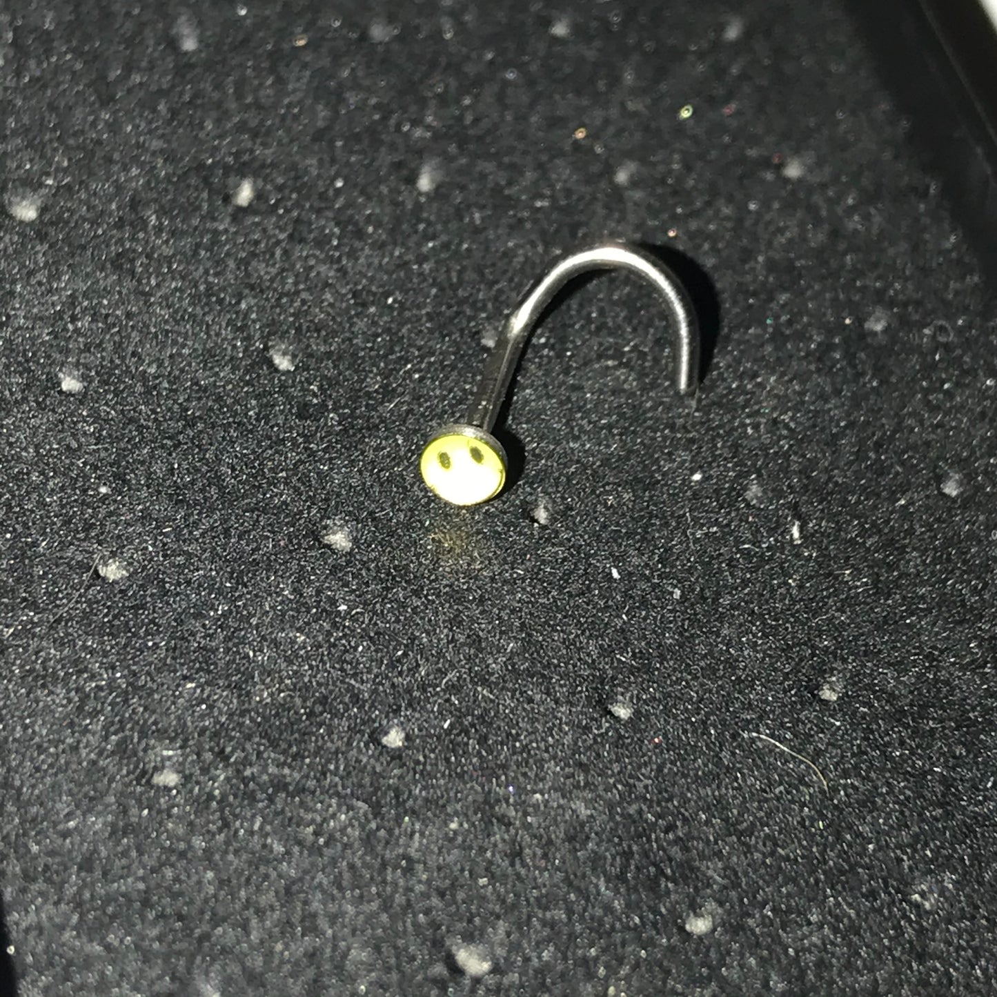 Smiley Face 18 Gauge C-shaped Nose Ring