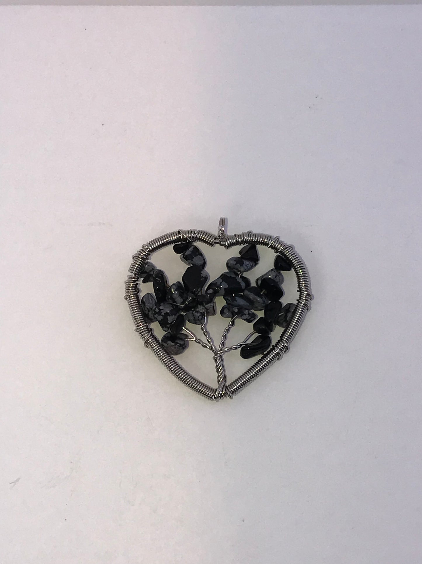 Snowflake Obsidian Tree Of Life Wirewrap Pendant
