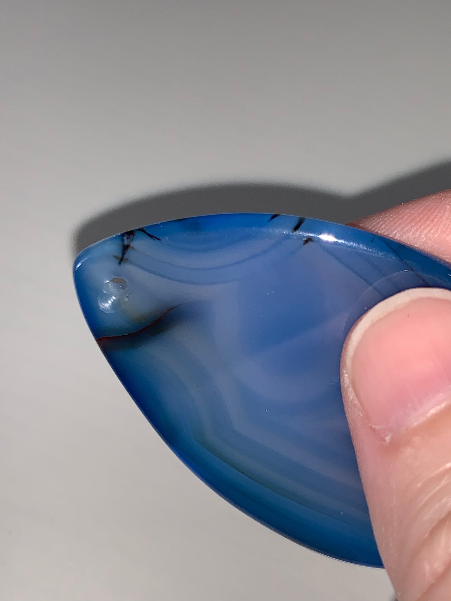 Teardrop Blue Banded Agate Cabochon Focal Pendant.