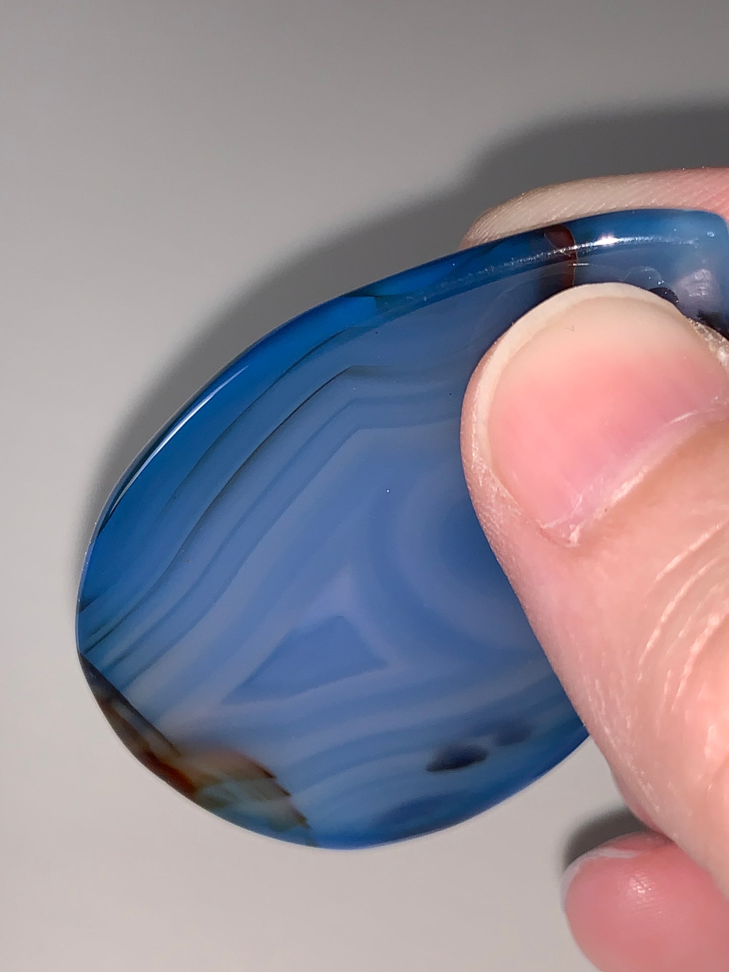 Teardrop Blue Banded Agate Cabochon Focal Pendant.