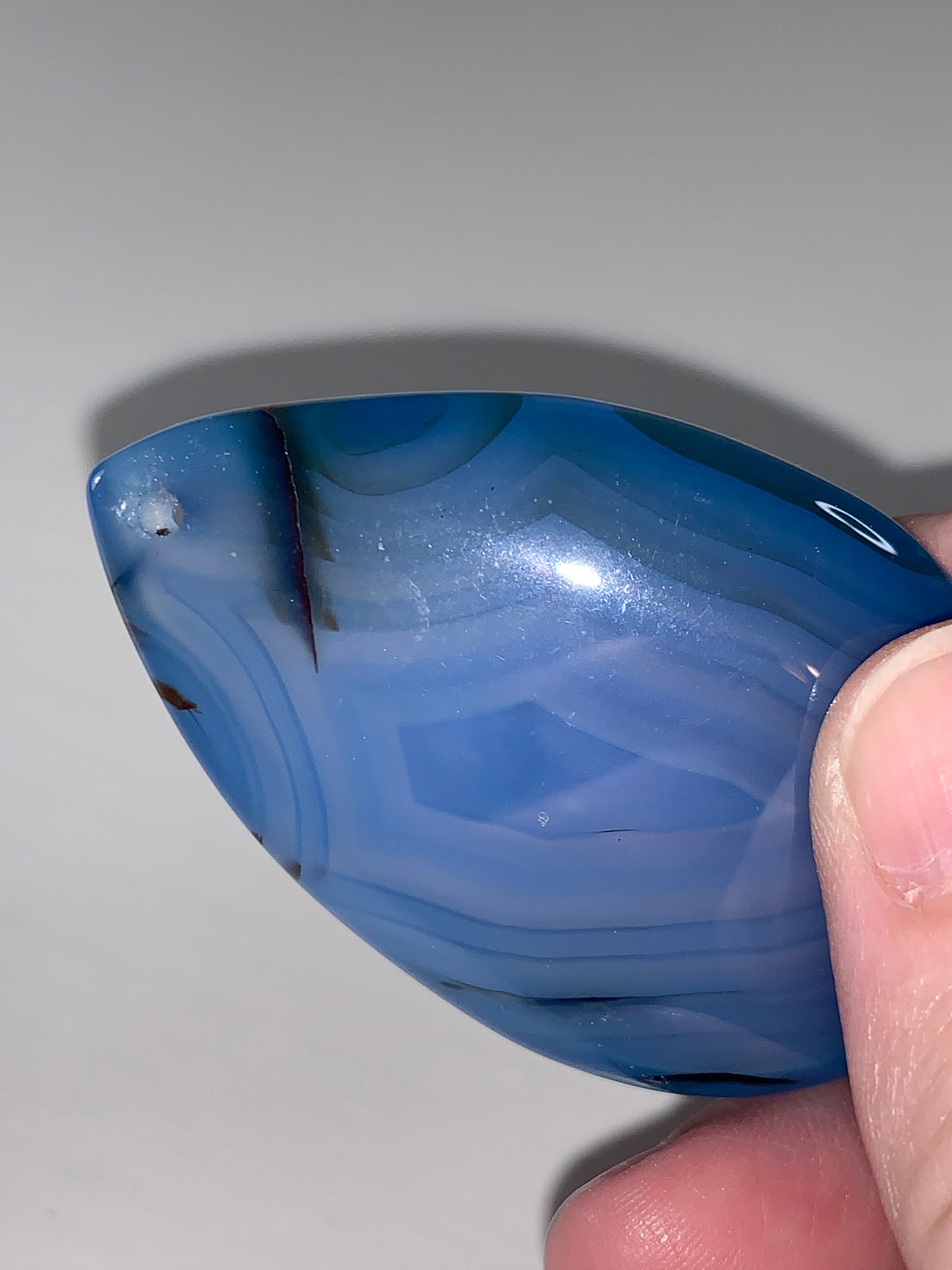 Teardrop Blue Banded Agate Cabochon Focal Pendant.