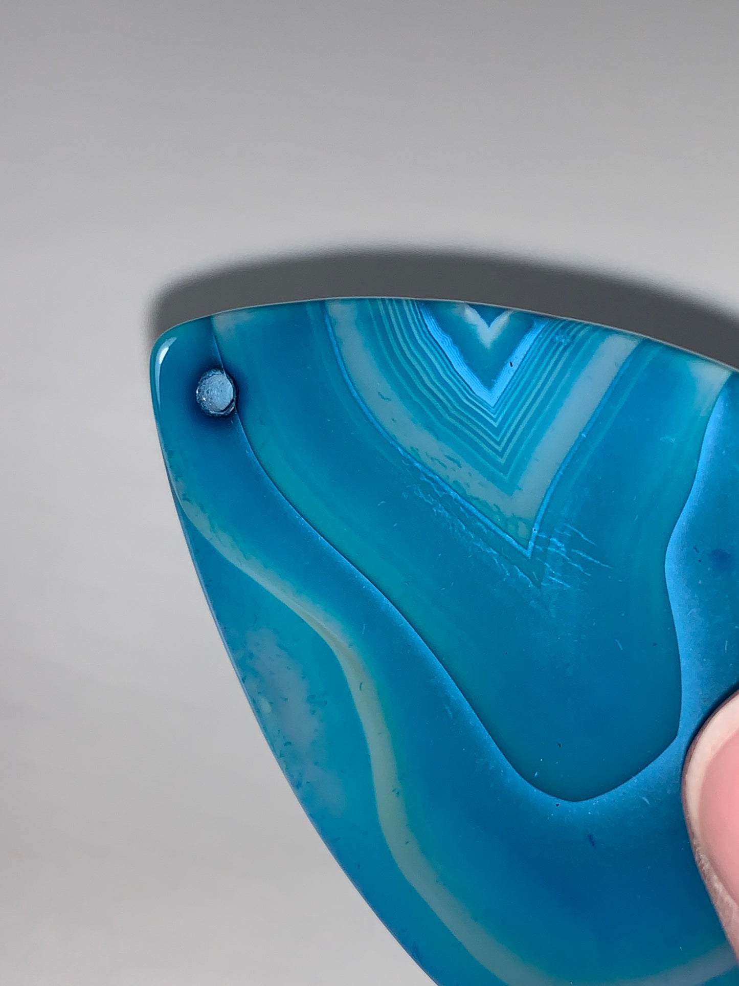 Teardrop Teal Blue Banded Agate Cabochon Focal Pendant