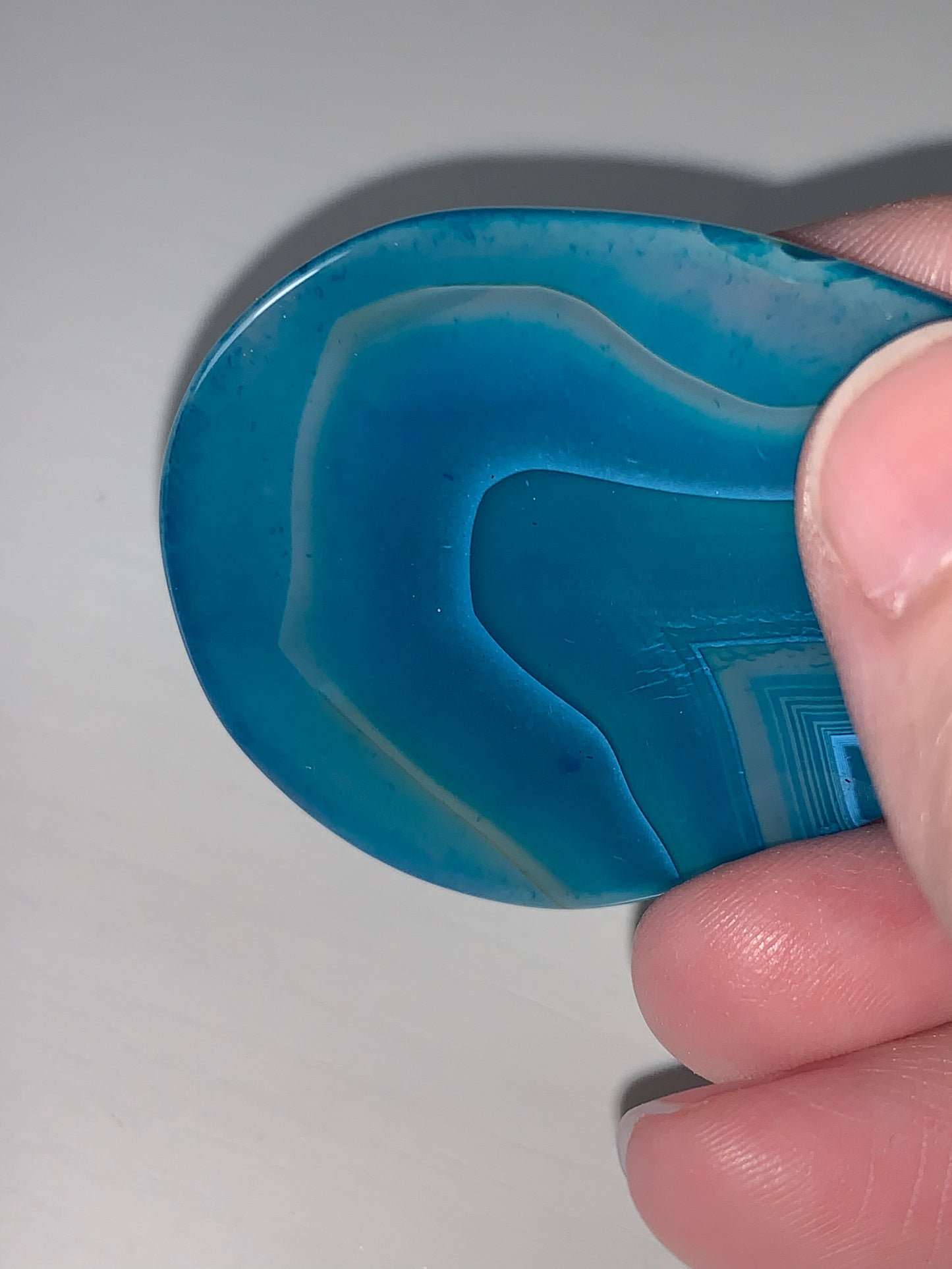 Teardrop Teal Blue Banded Agate Cabochon Focal Pendant
