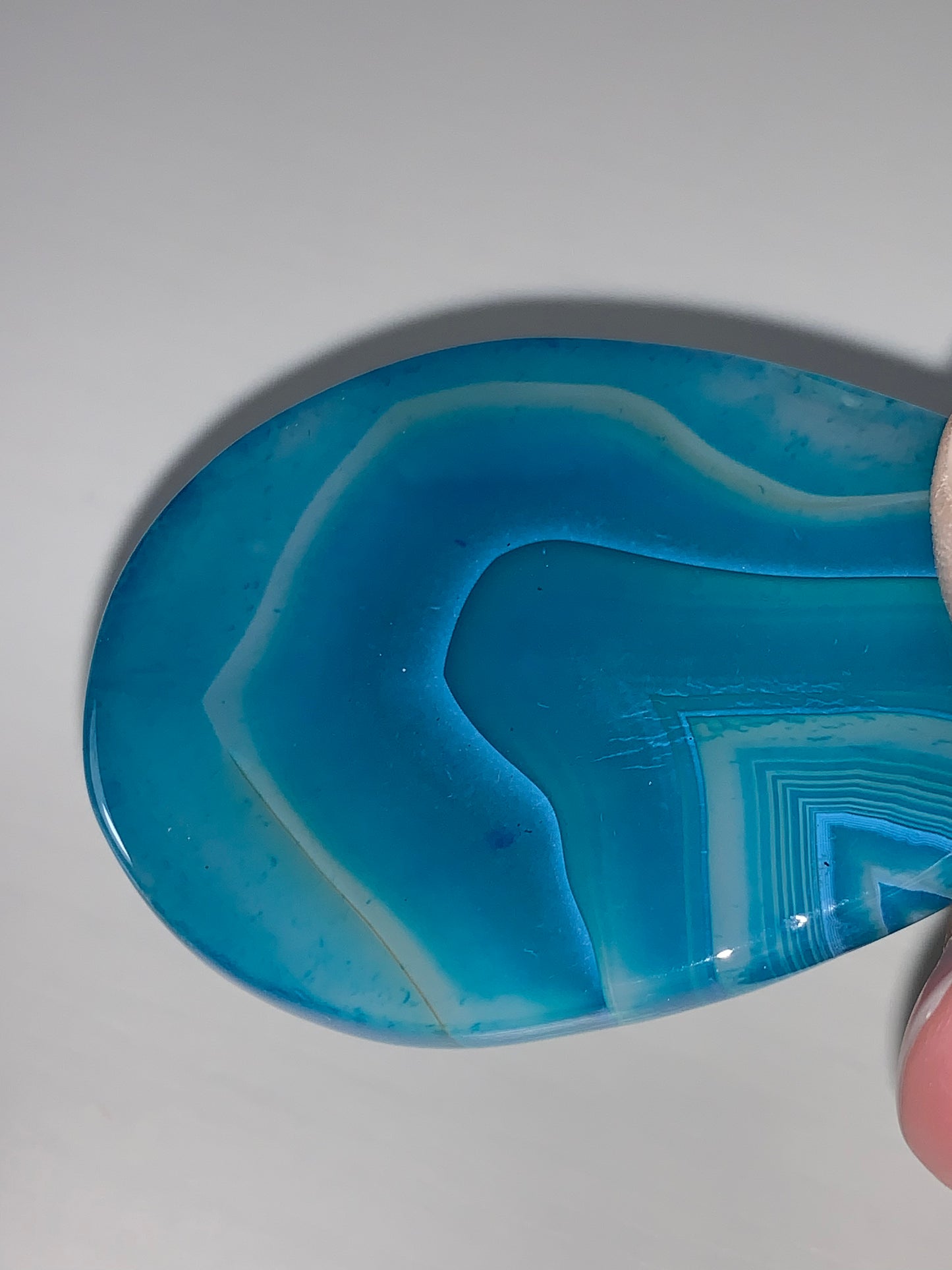 Teardrop Teal Blue Banded Agate Cabochon Focal Pendant