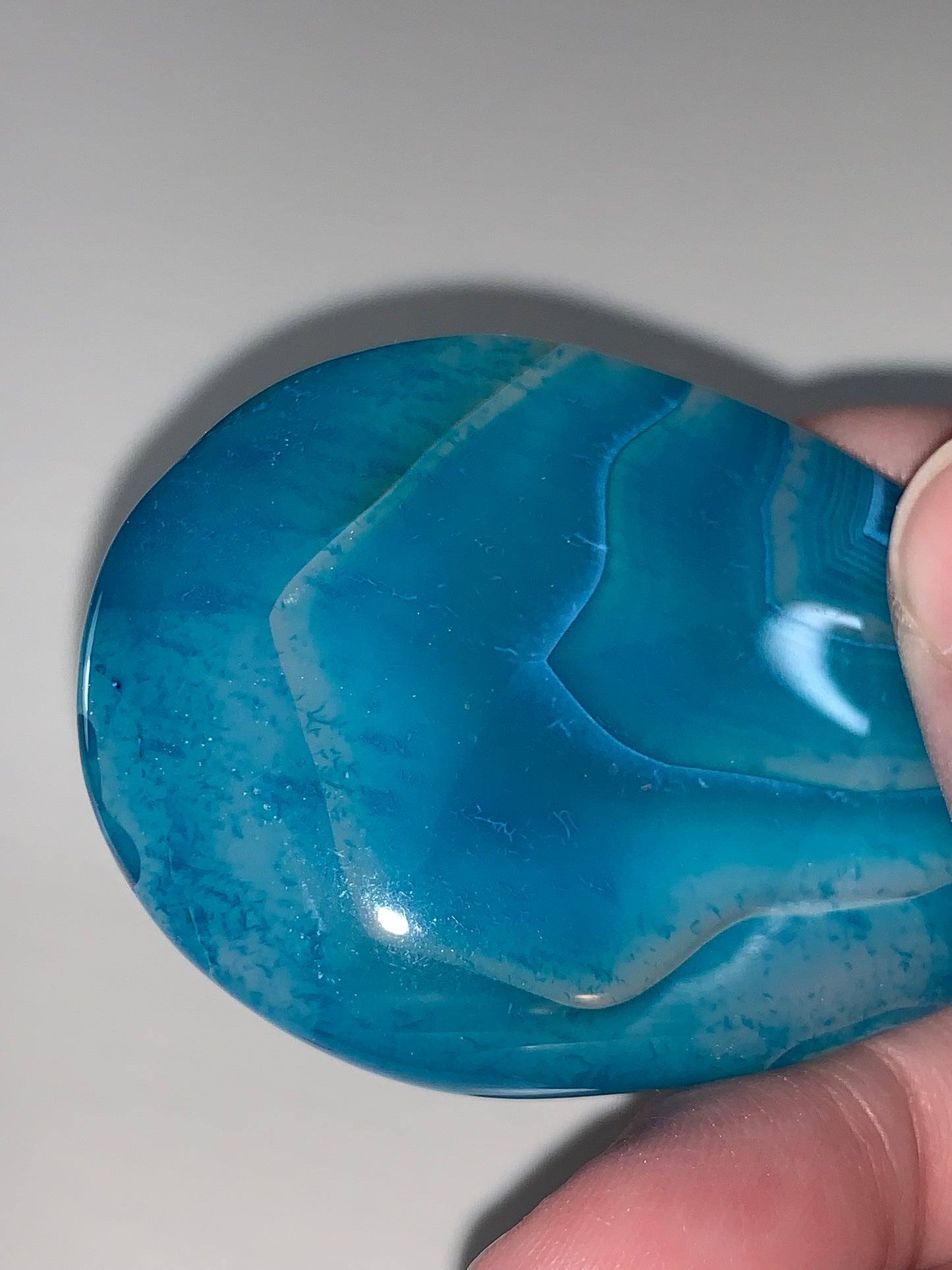 Teardrop Teal Blue Banded Agate Cabochon Focal Pendant