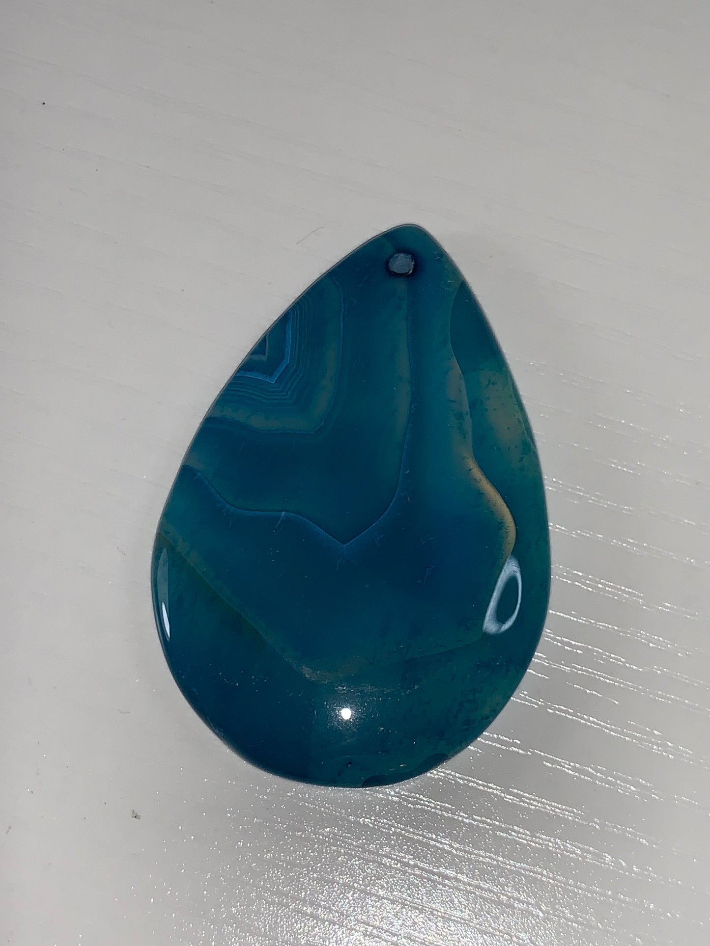 Teardrop Teal Blue Banded Agate Cabochon Focal Pendant