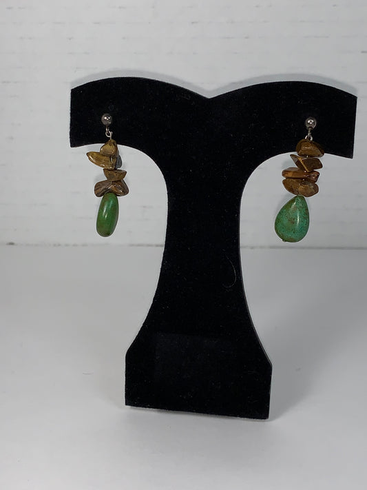 Tigerseye And Turquoise Post Earrings
