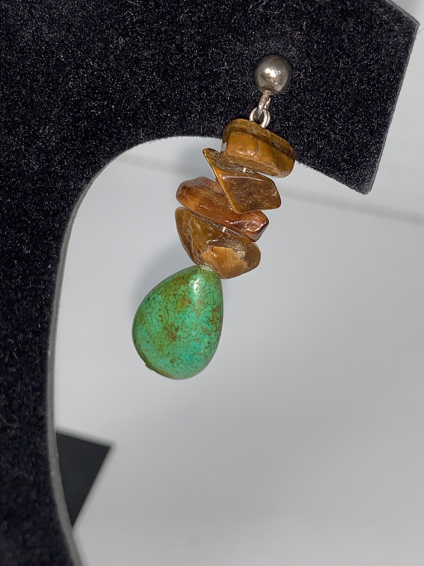 Tigerseye And Turquoise Post Earrings