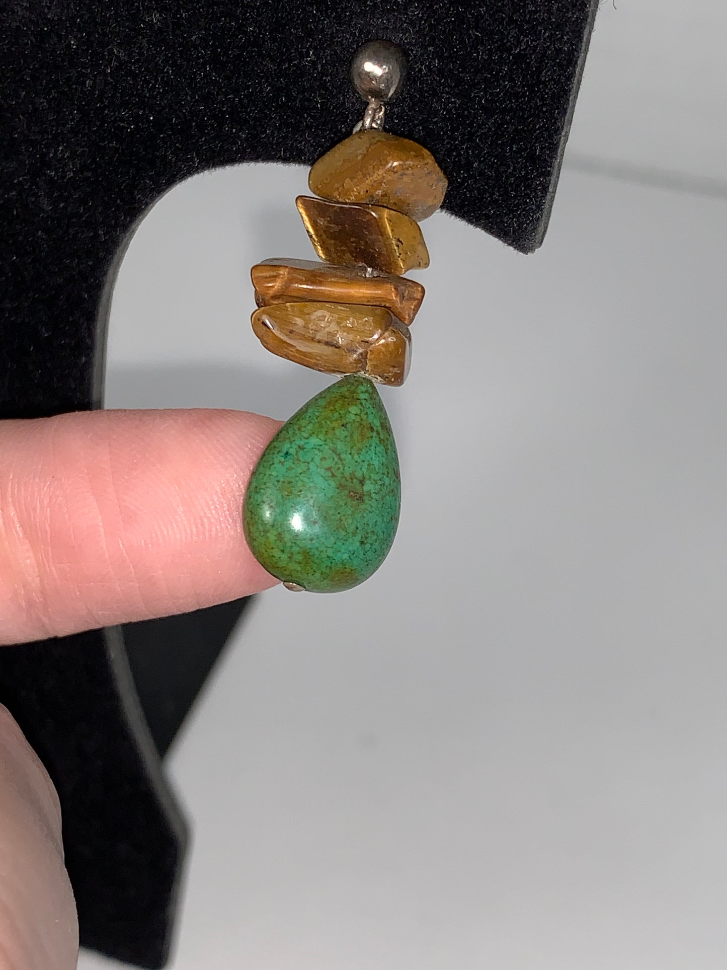 Tigerseye And Turquoise Post Earrings