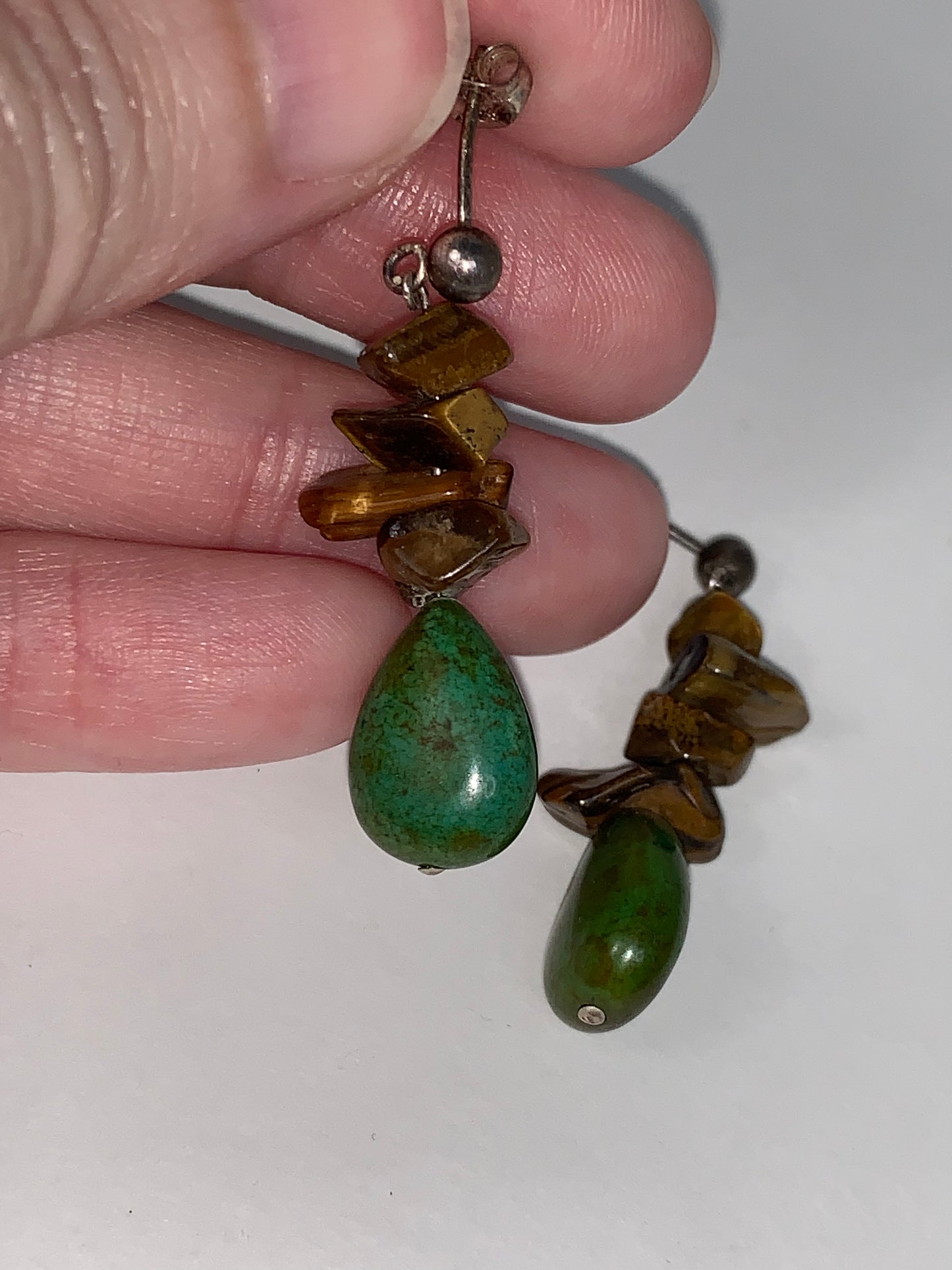 Tigerseye And Turquoise Post Earrings