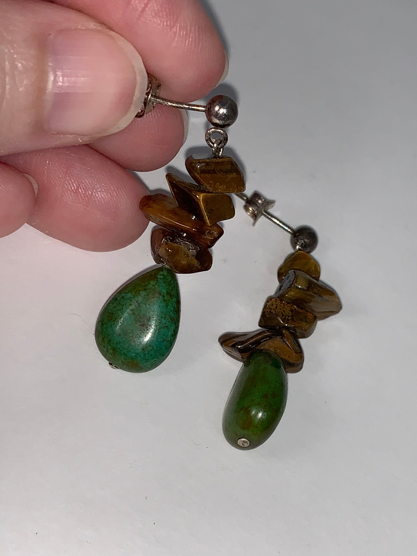 Tigerseye And Turquoise Post Earrings