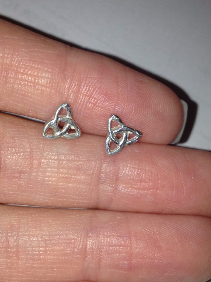 Sterling Silver Triple Triquetra Celtic Post Earrings