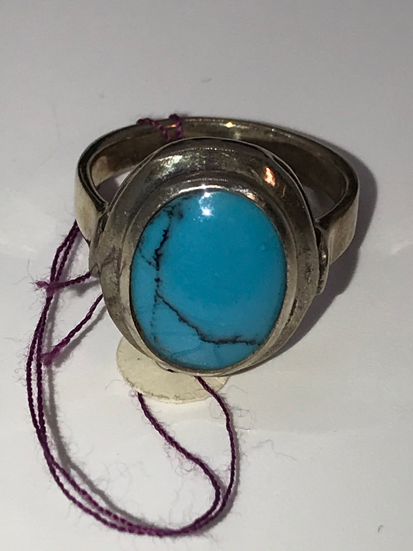 Oval Turquoise and Silver Ring, Size 7