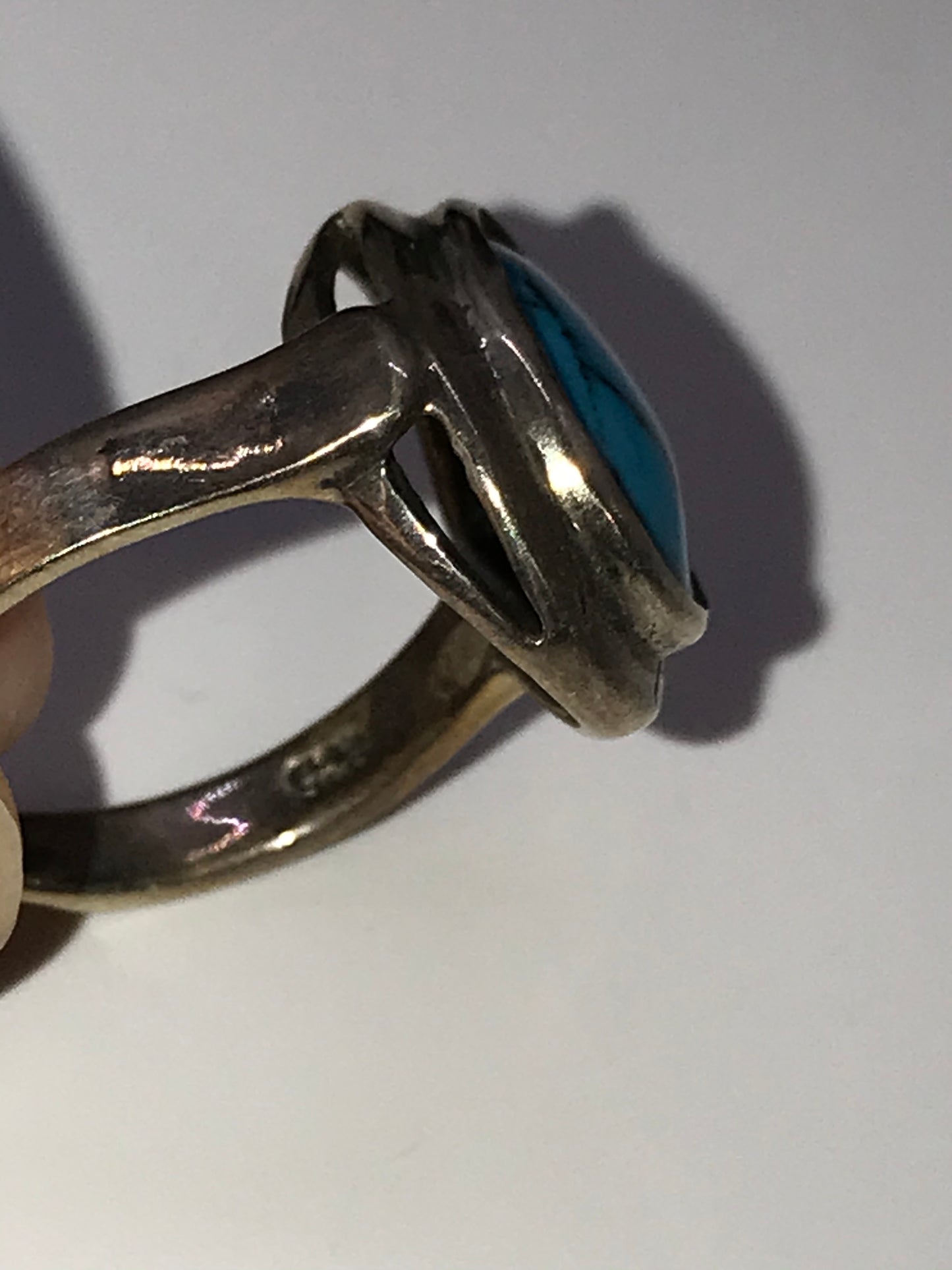Oval Turquoise and Silver Ring, Size 7