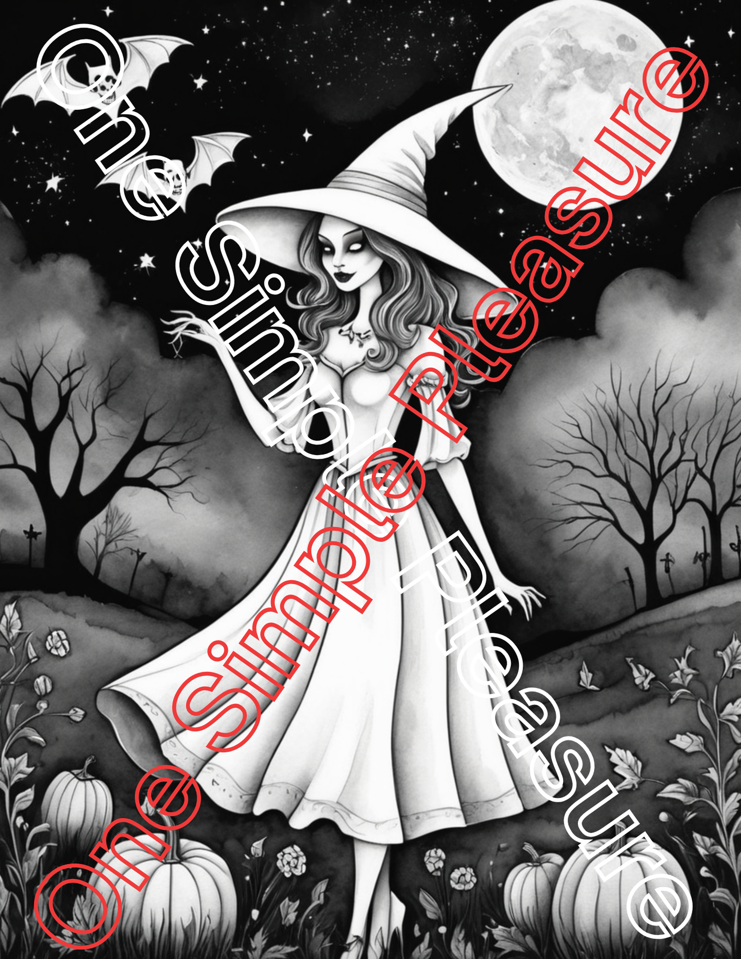 Witch and Halloween Coloring Pages, 33 pages