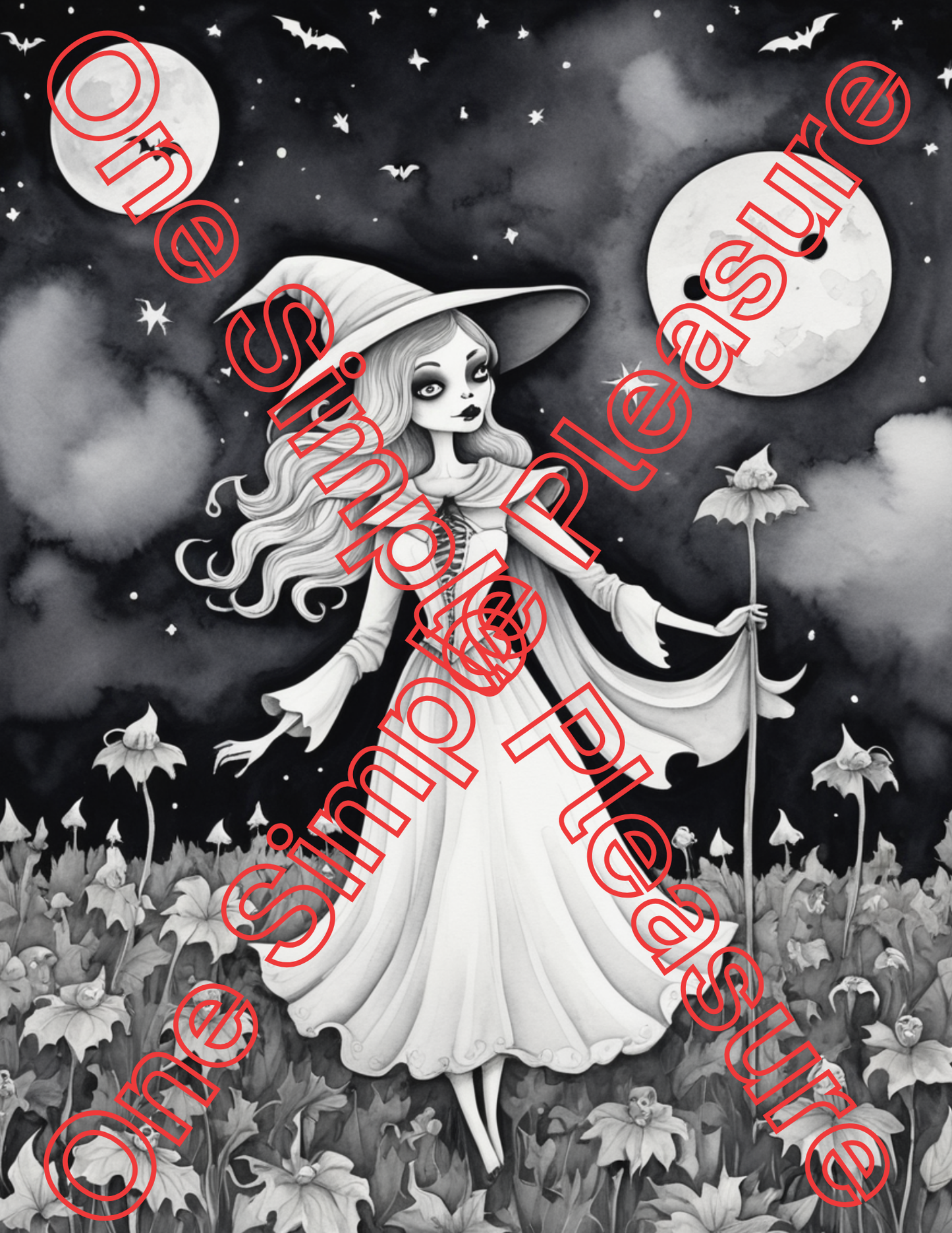 Witch and Halloween Coloring Pages, 33 pages
