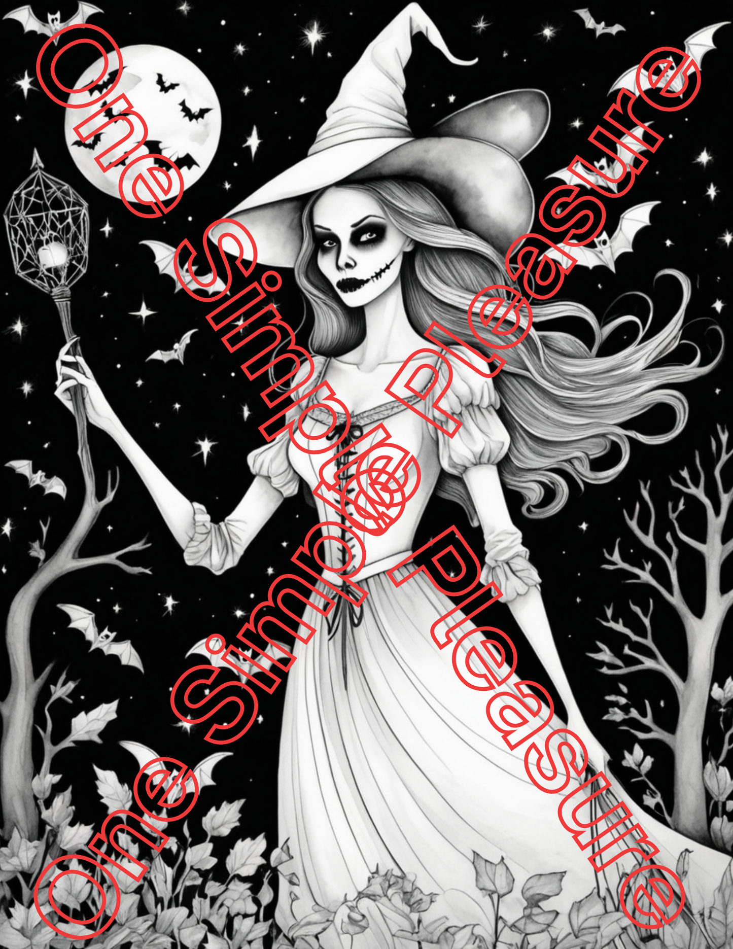 Witch and Halloween Coloring Pages, 33 pages