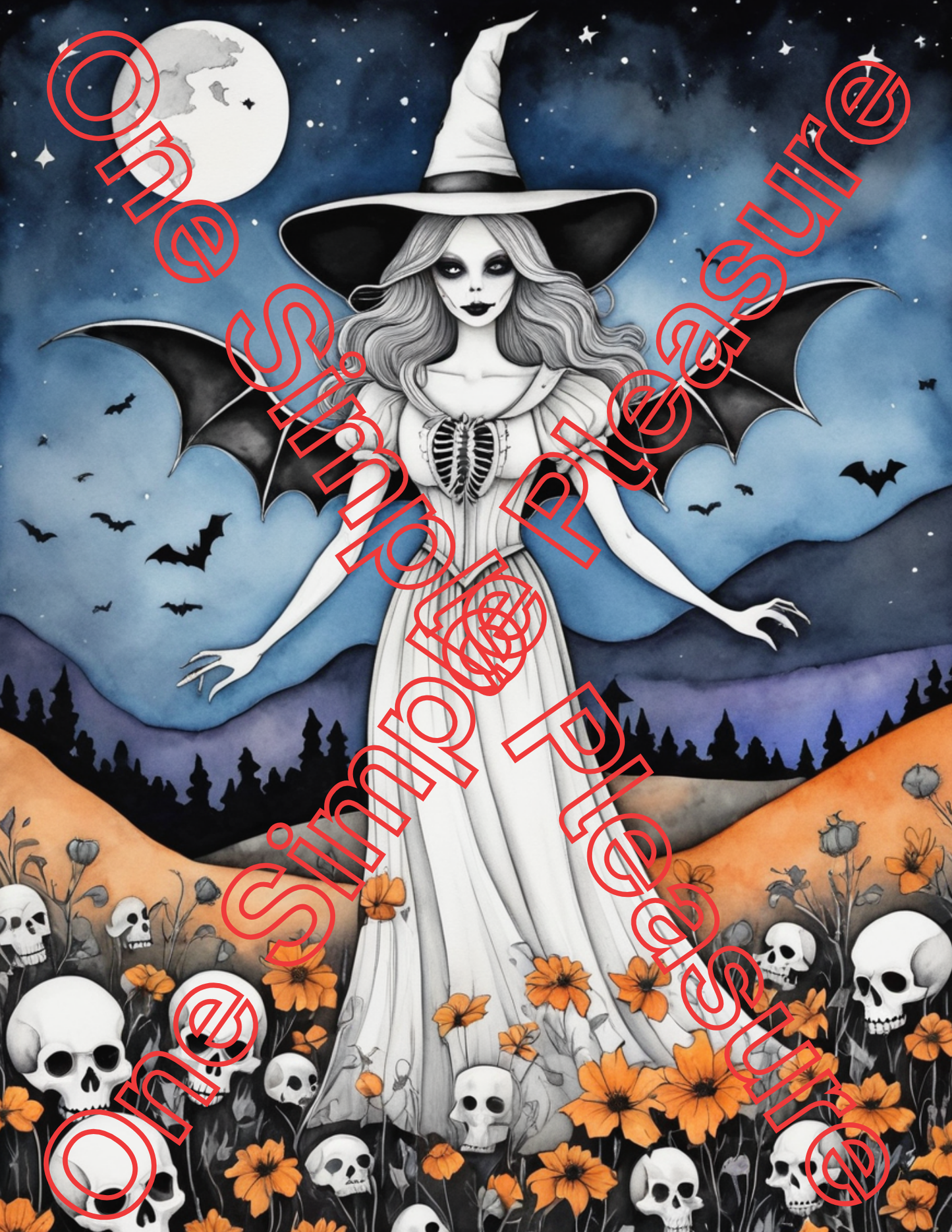 Witch and Halloween Coloring Pages, 33 pages
