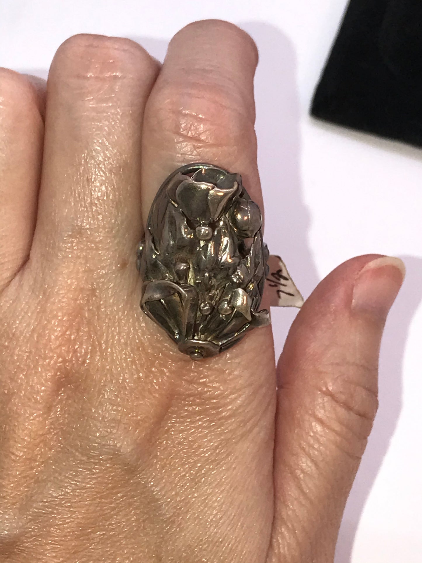 Vintage Sterling Silver Flower Ring, Size 7 1/2