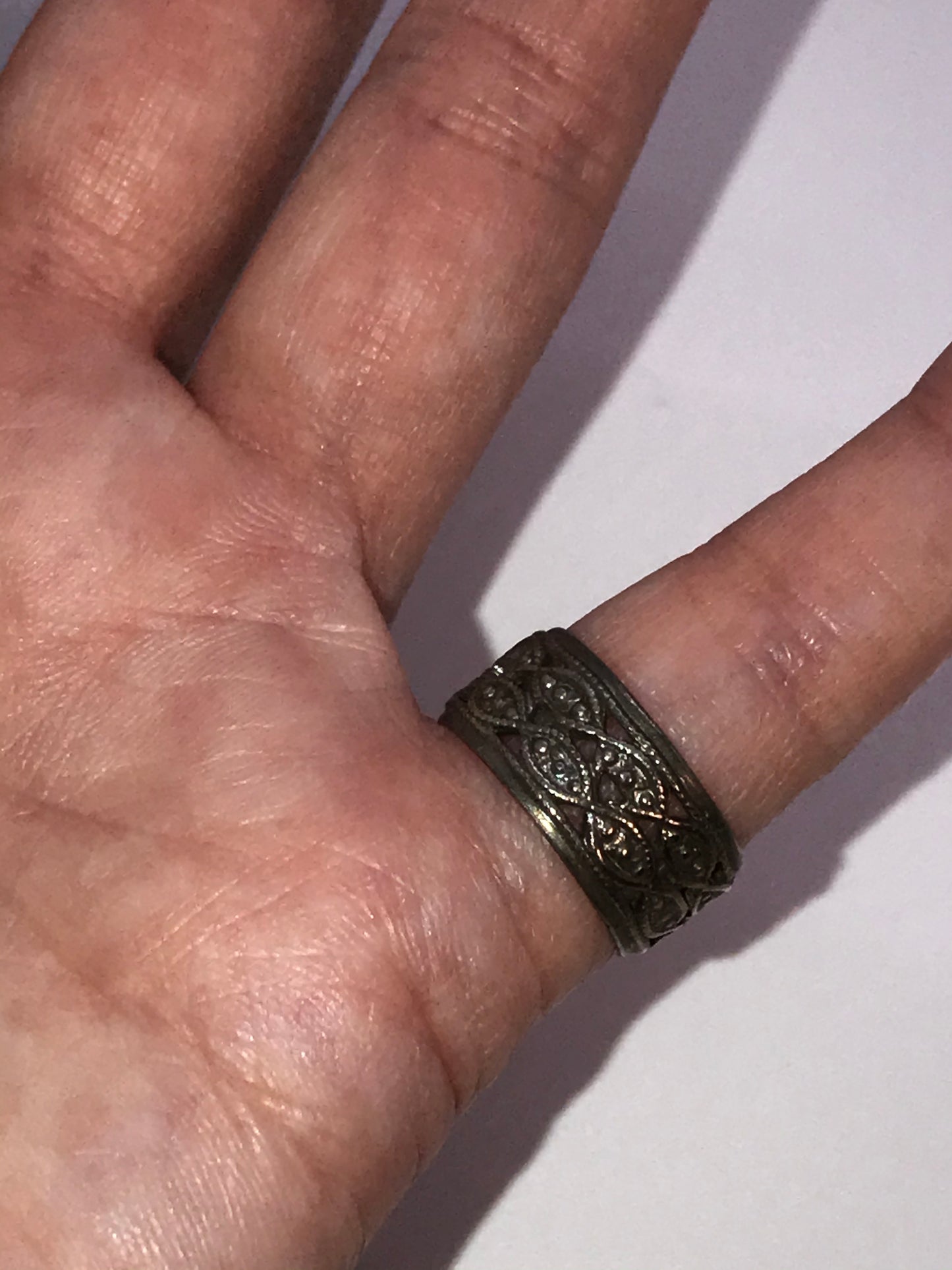Vintage Wide Band Silver Ring, Size 5
