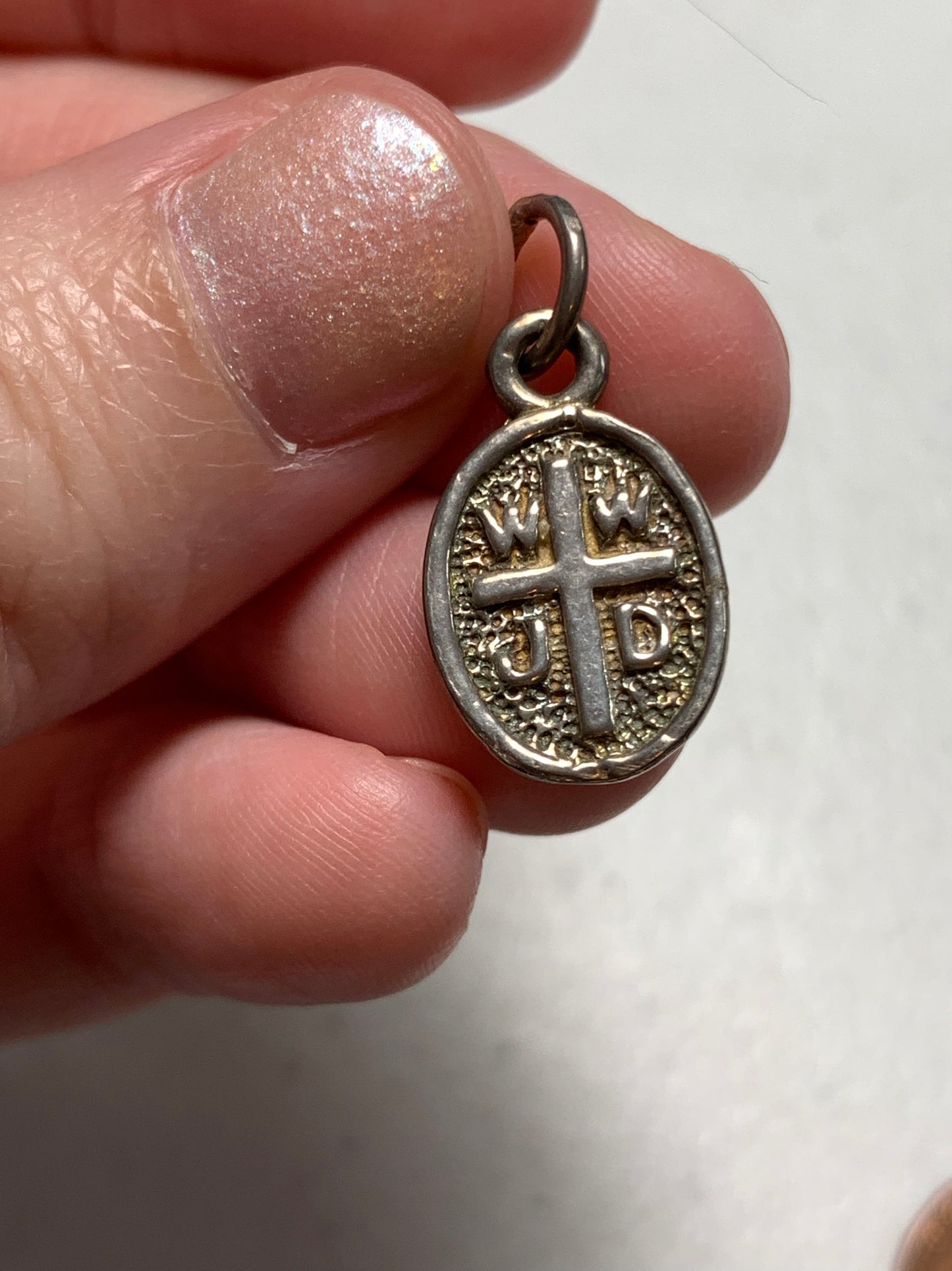 Sterling Silver Oval WWJD Pendant