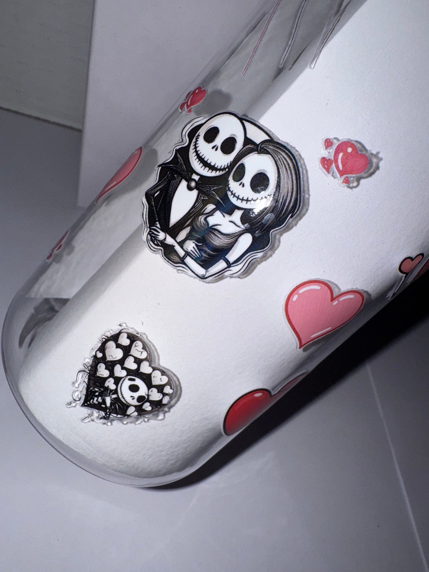 Halloween Wedding Themed 16 Oz Plastic Cup With Love Hearts