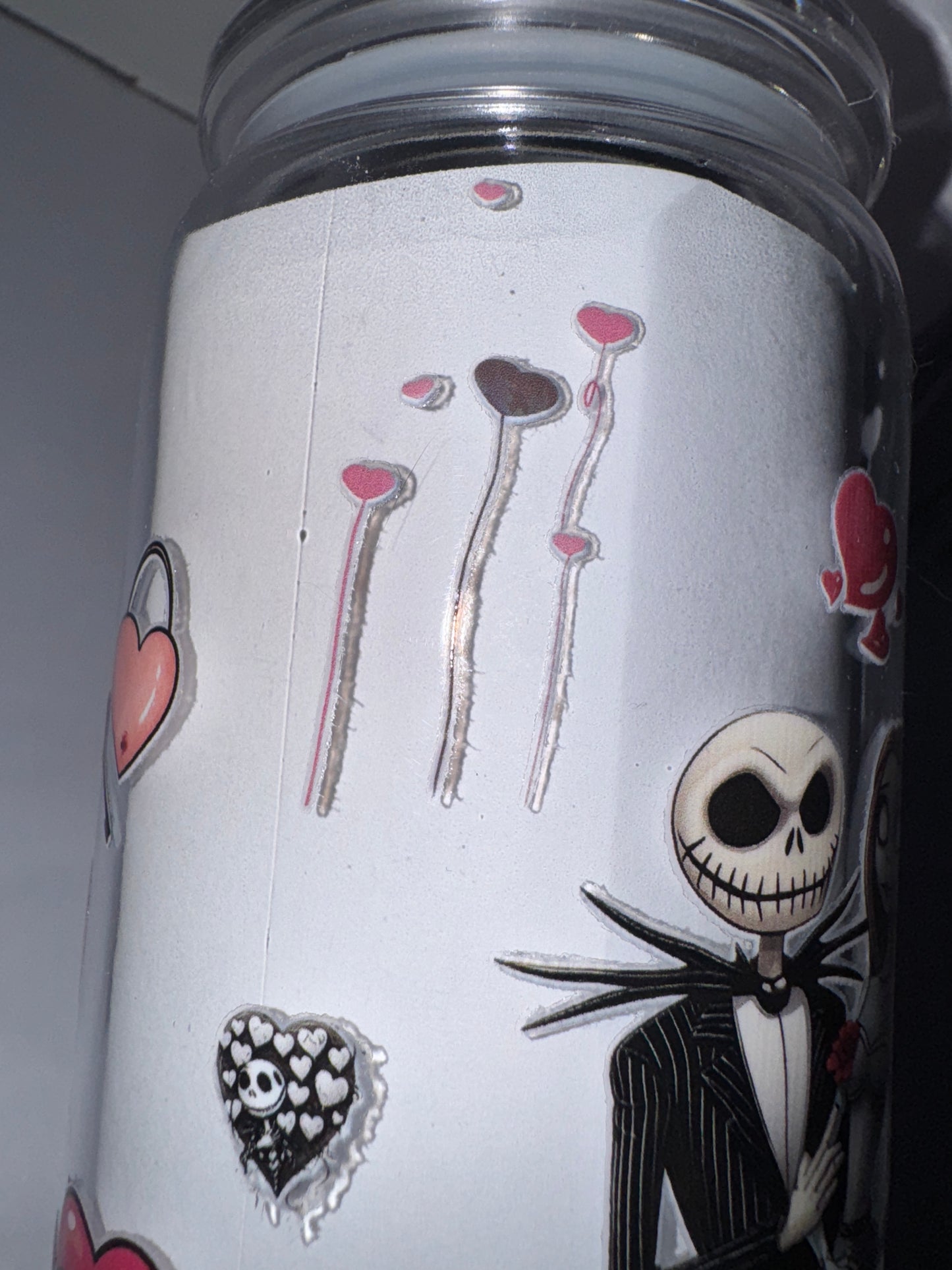 Halloween Wedding Themed 16 Oz Plastic Cup With Love Hearts