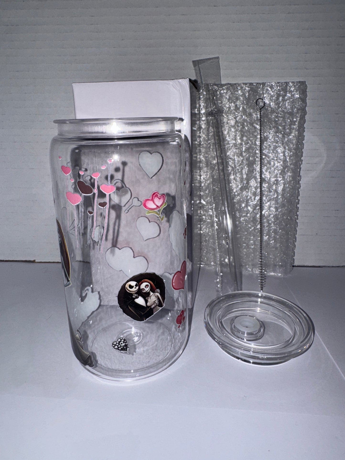 Halloween Wedding Themed 16 Oz Plastic Cup With Love Hearts